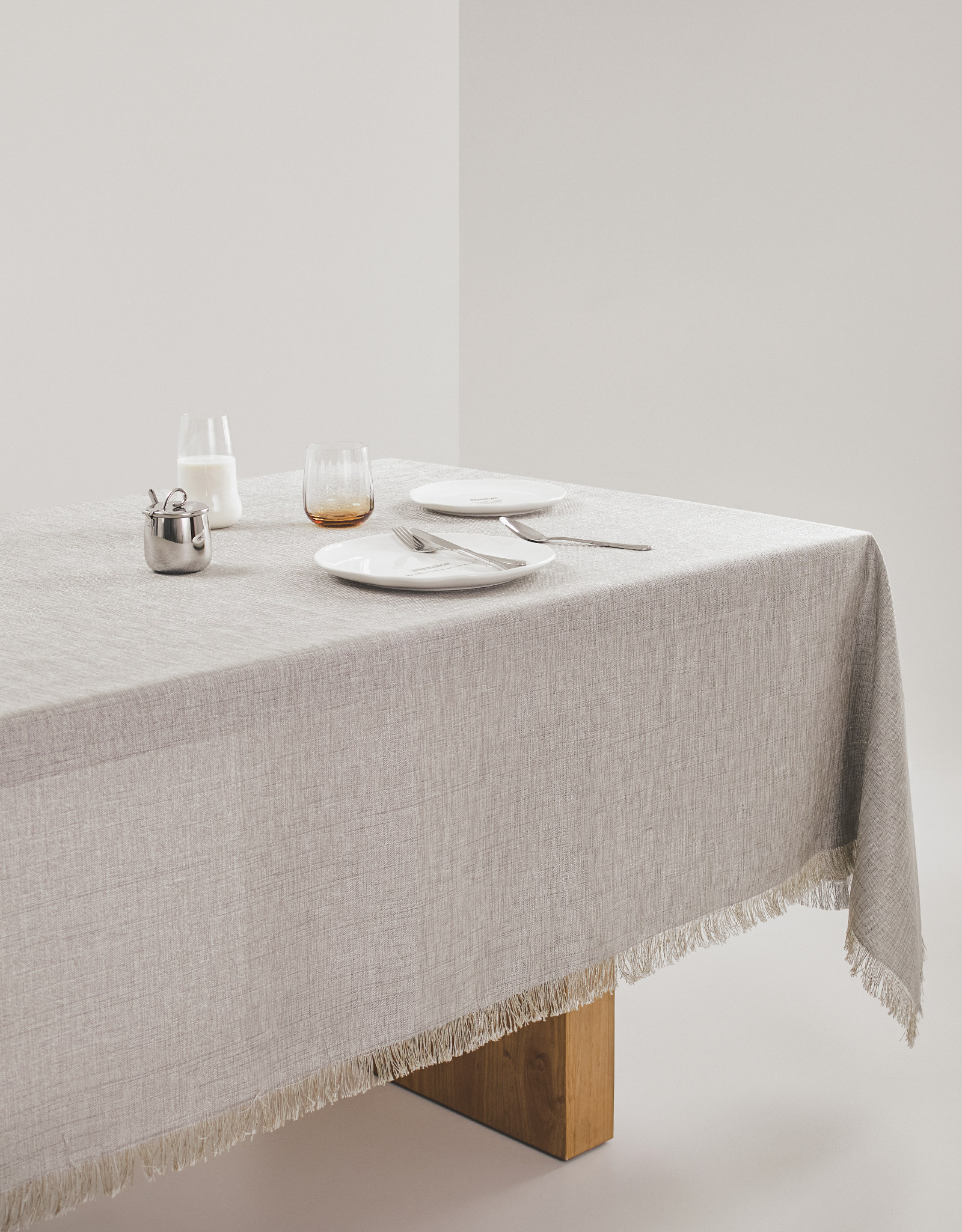 Tablecloth, 160x160 cm, fringed, polyester, grey melange, Beverin, image-7