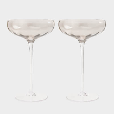 Champagne coupe glass, 220 ml, 2 pcs, glass, grey, Filo R color ,image-0