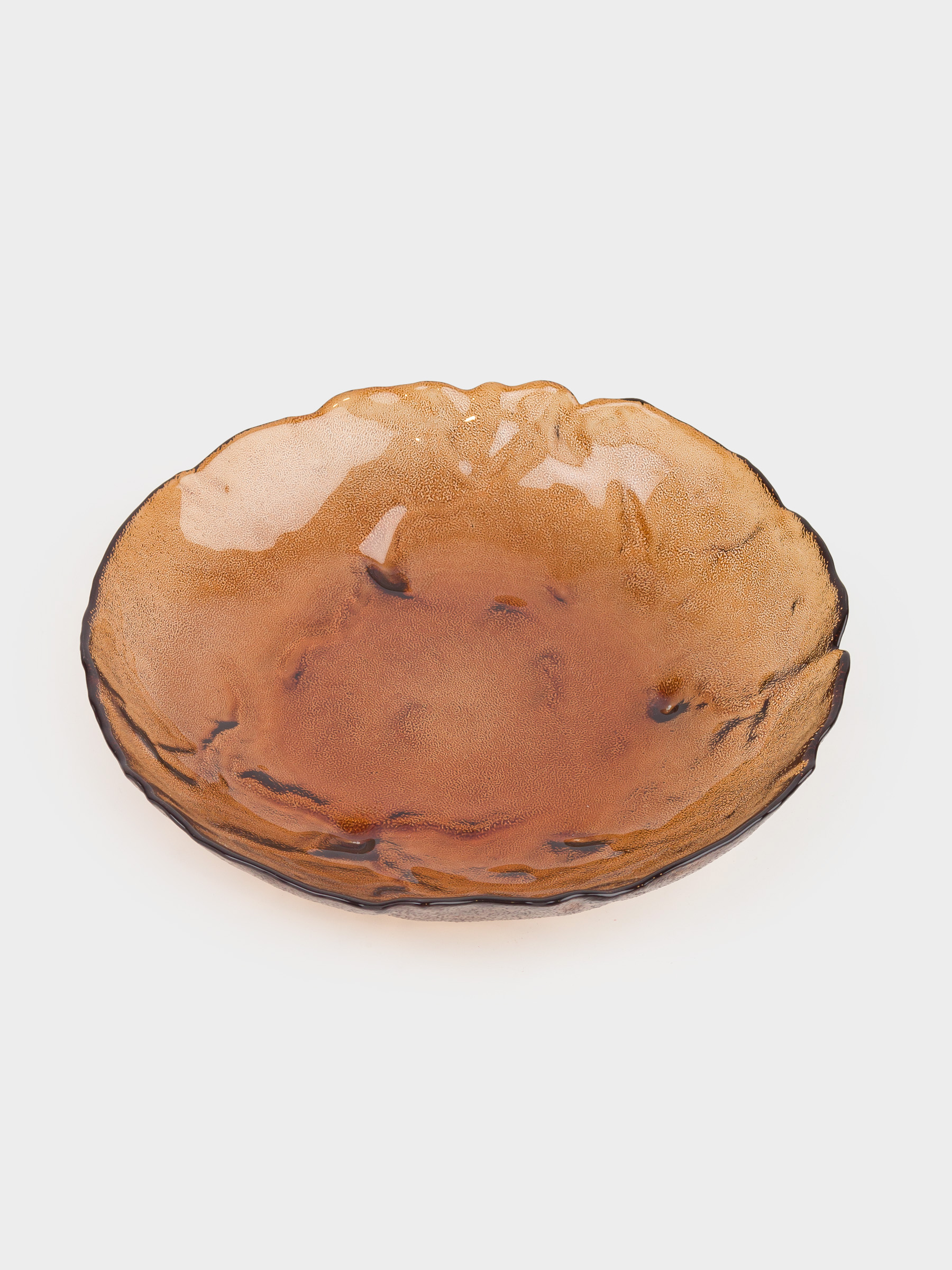 Deep dish, 22x5 cm, glass, amber, Glacial color, image-1