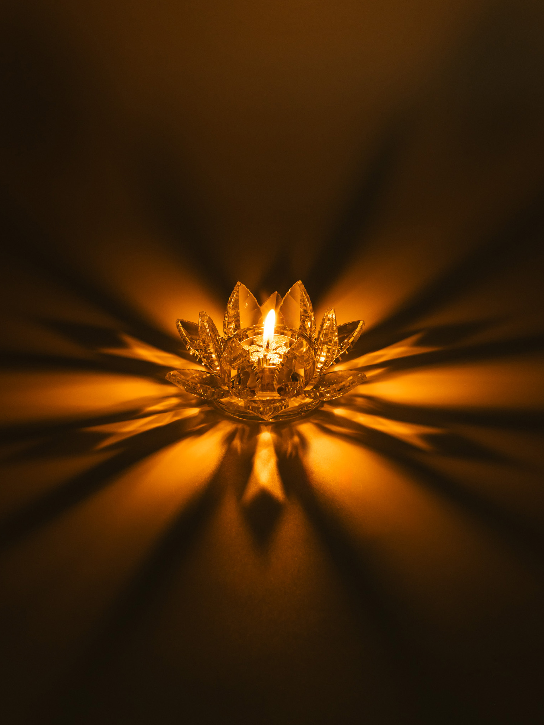 Candlestick, 13 cm, for tea candle, crystal glass, Lotus, Crystal flower, image-5