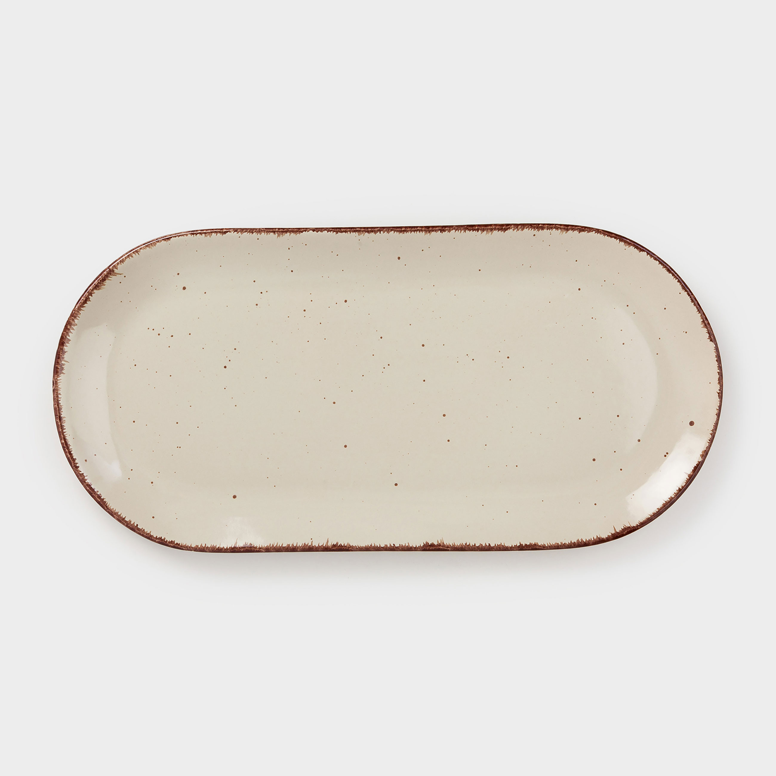 Dish, 37x18 cm, ceramic, oval, beige, Speckled, Speckled, image-0