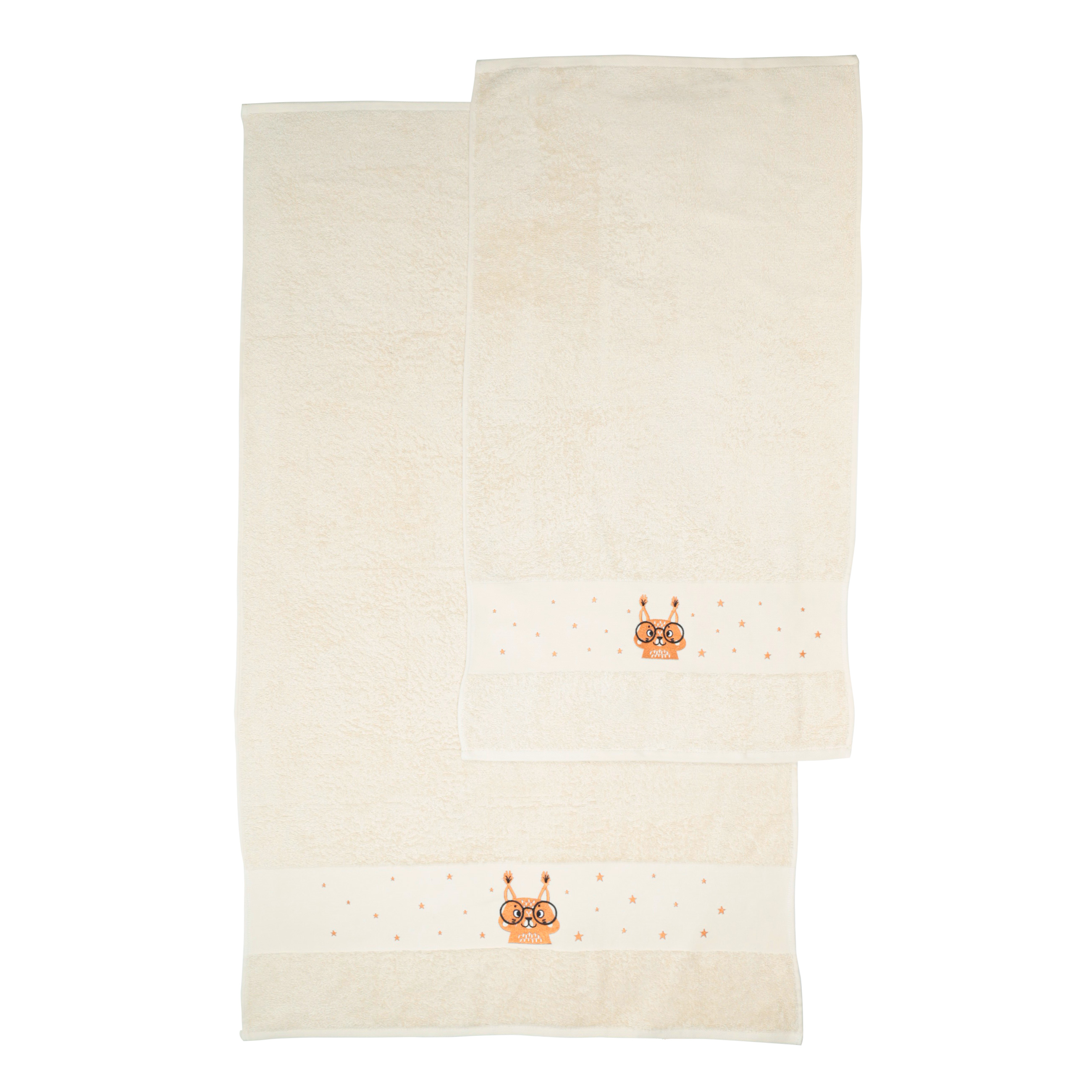 Children's towel, 50x90 cm, cotton, beige, Squirrel, Forest Animals