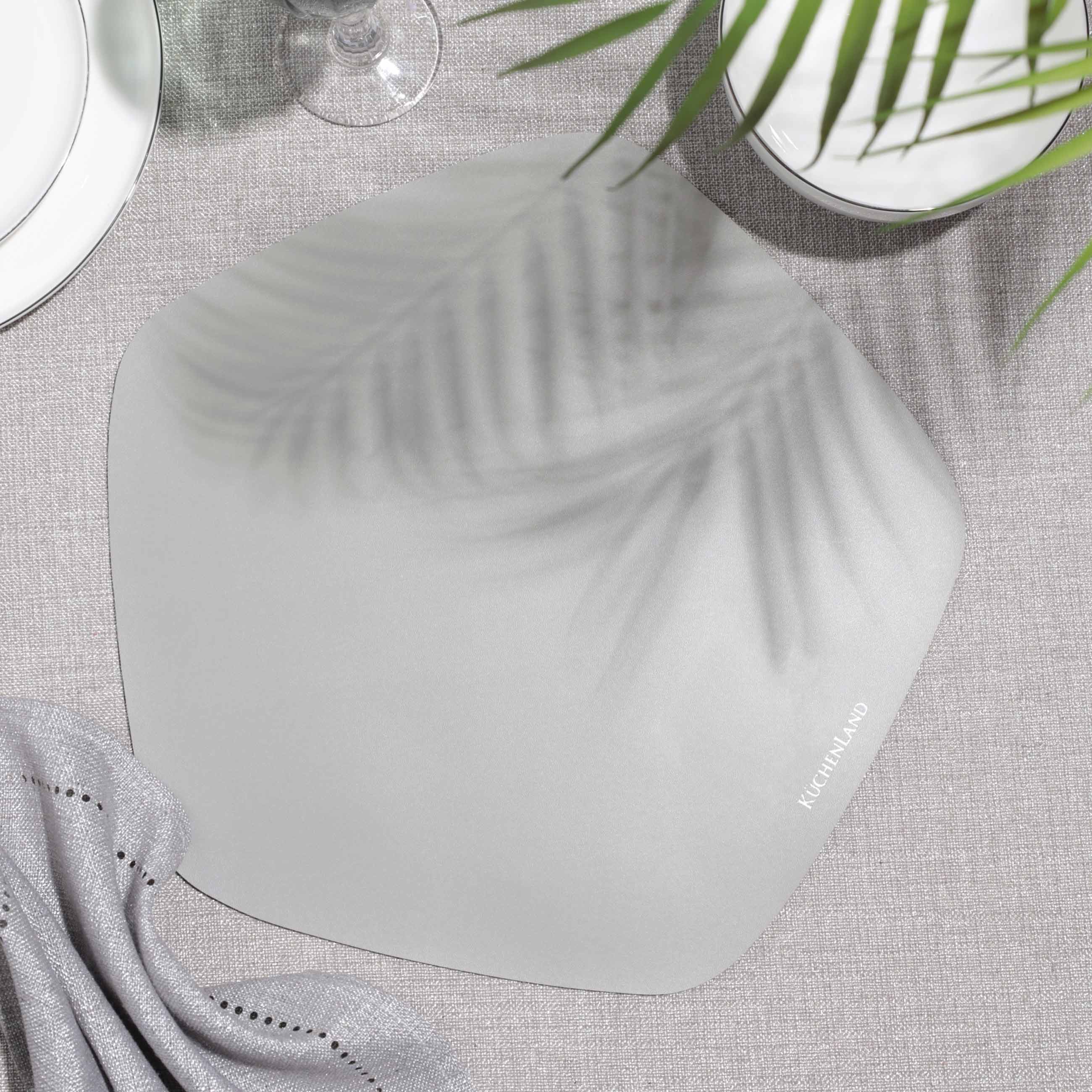 Placemat, 40 cm, double-sided, PVC, curly, gray/beige, Rock