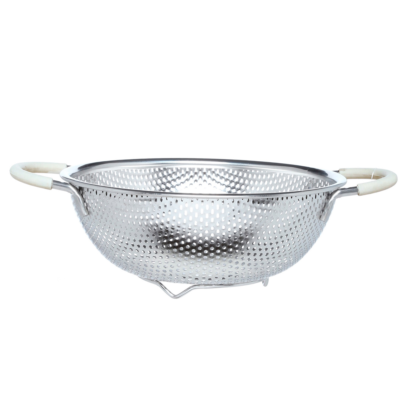 Colander, 19 cm, with two handles, steel / silicone, beige, Tammy, image-0