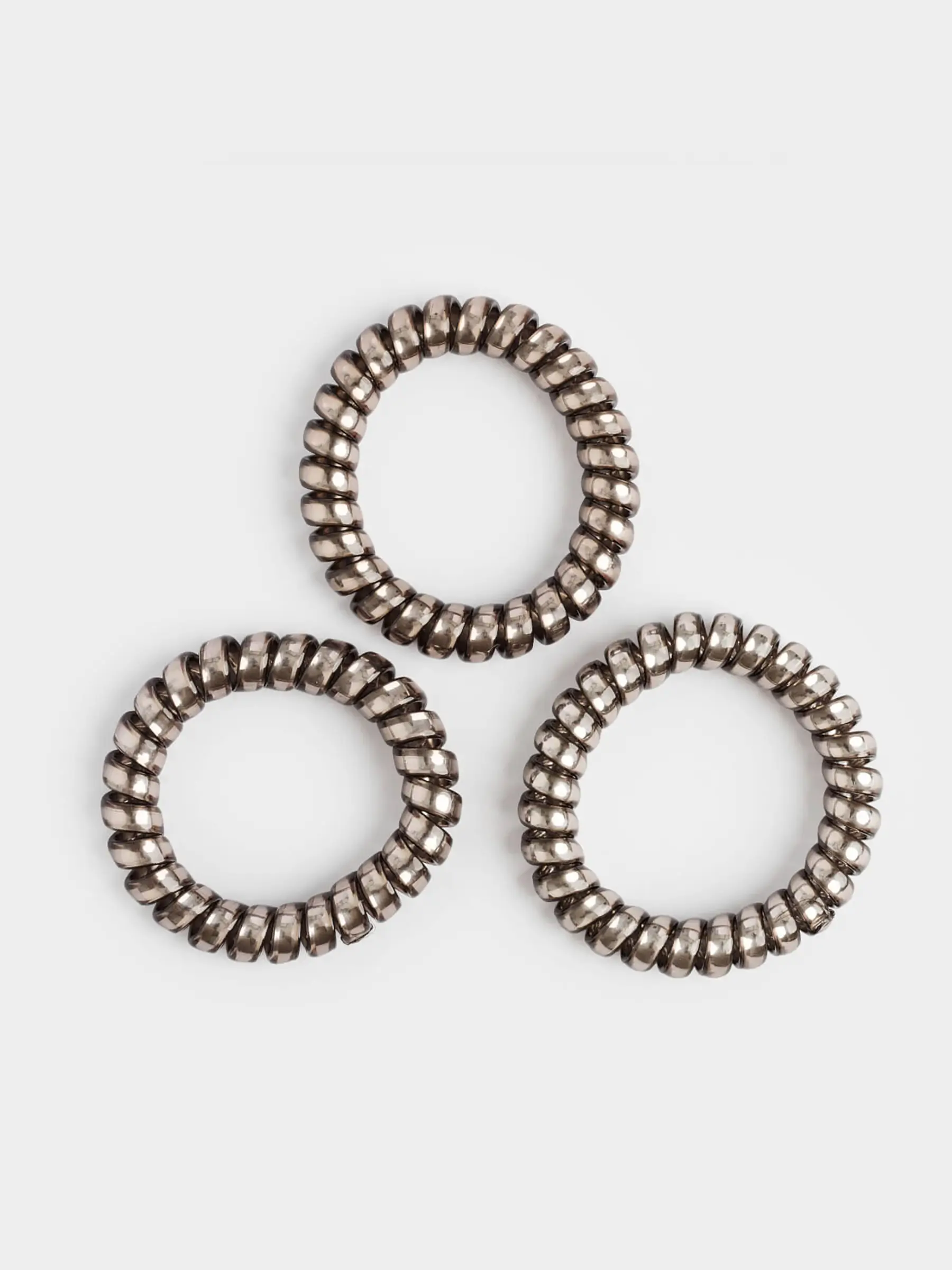 Elastic band for hair, 5 cm, 3 pcs, TPU, gray, Spiral, Helix
