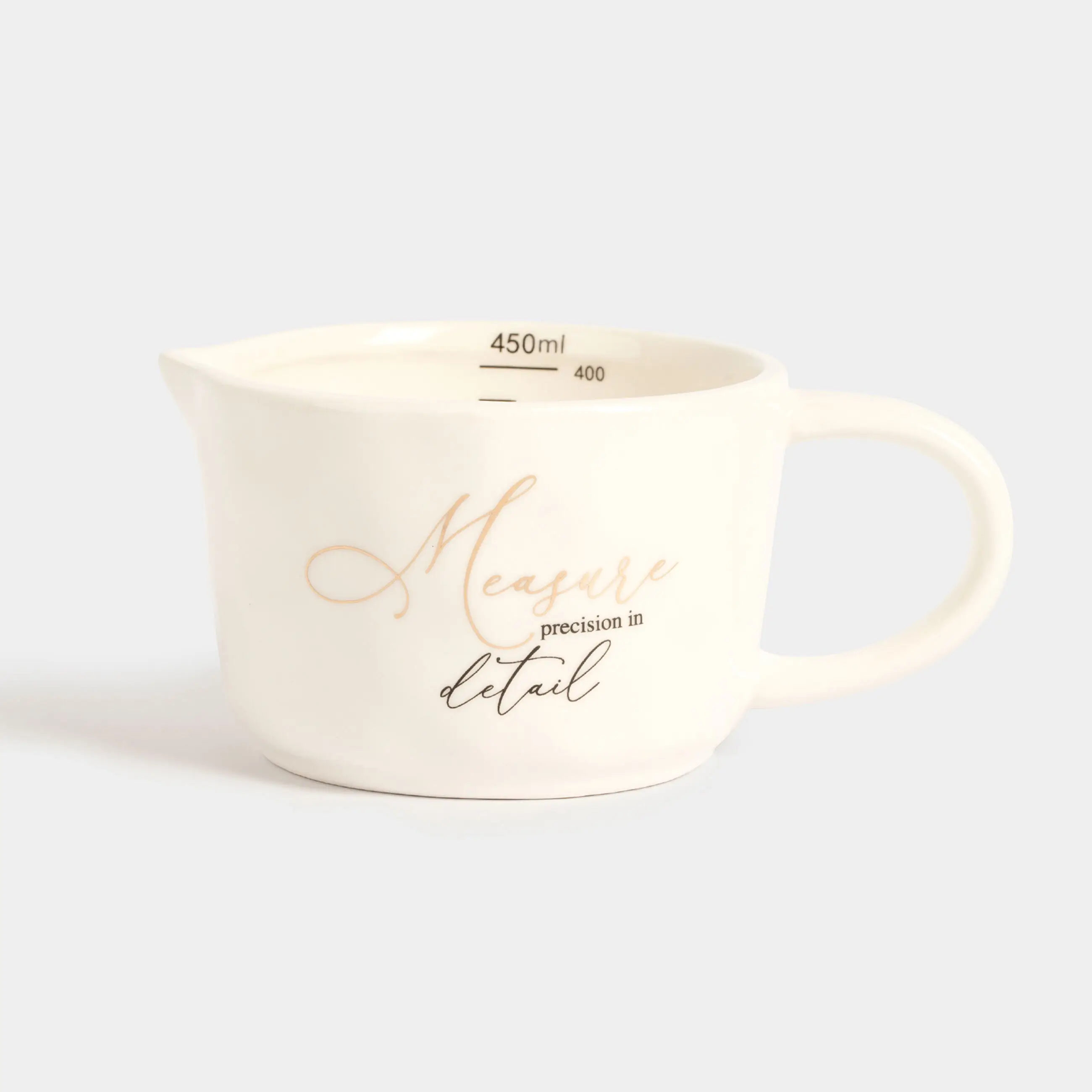 Measuring container, 450 ml, ceramic, milky, Crumpled effect, Crumple kitchen