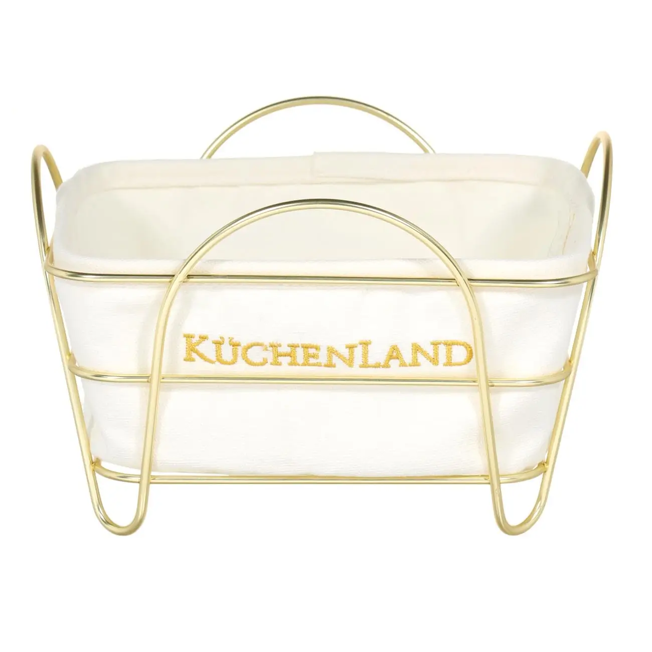 Bread basket, 21x21 cm, cotton / metal, square, ecru/gold, Twist gold, image-0