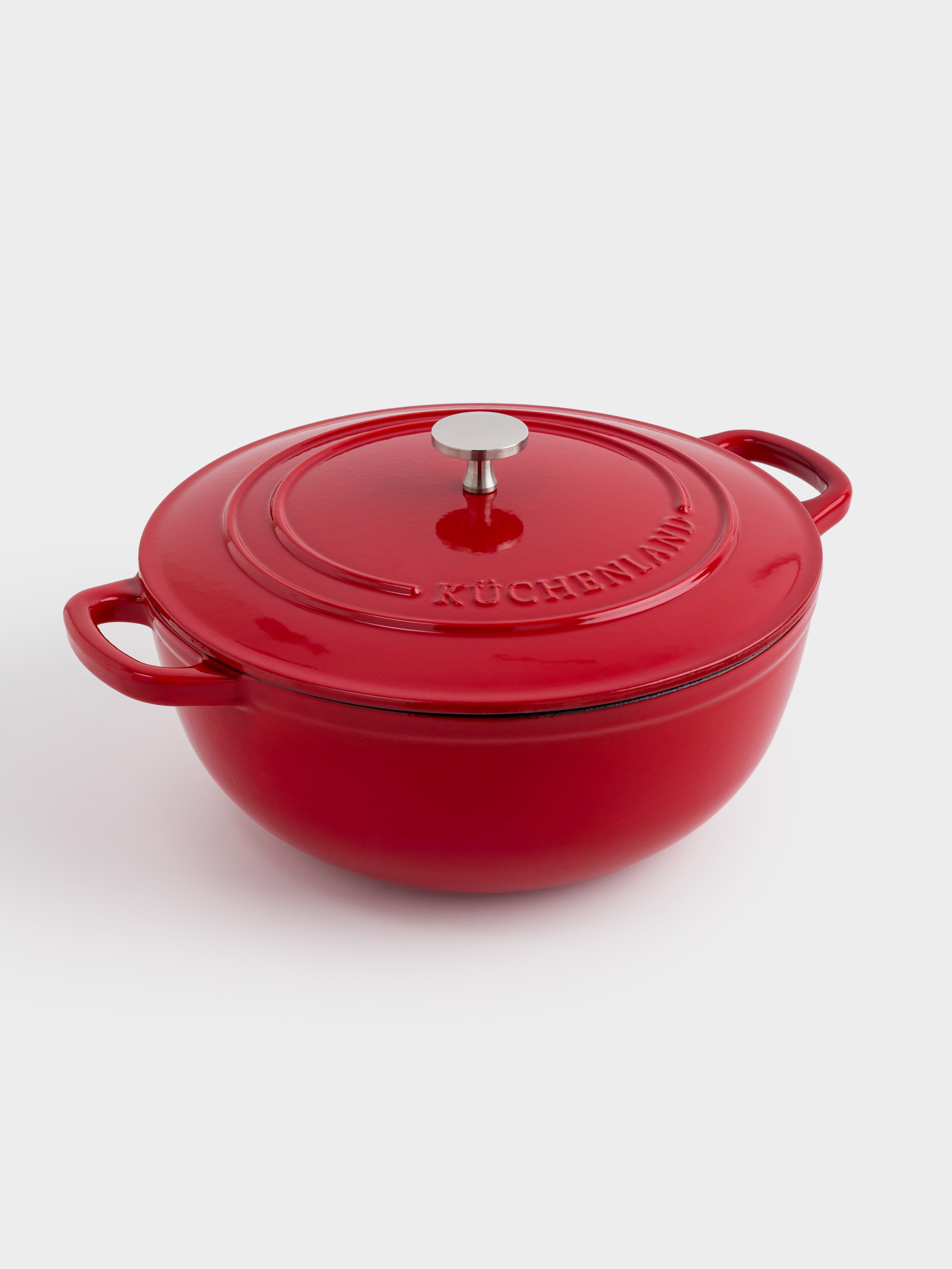 Cauldron, 27 cm, 4.5 l, with lid, cast iron, Red, Bright, image-1