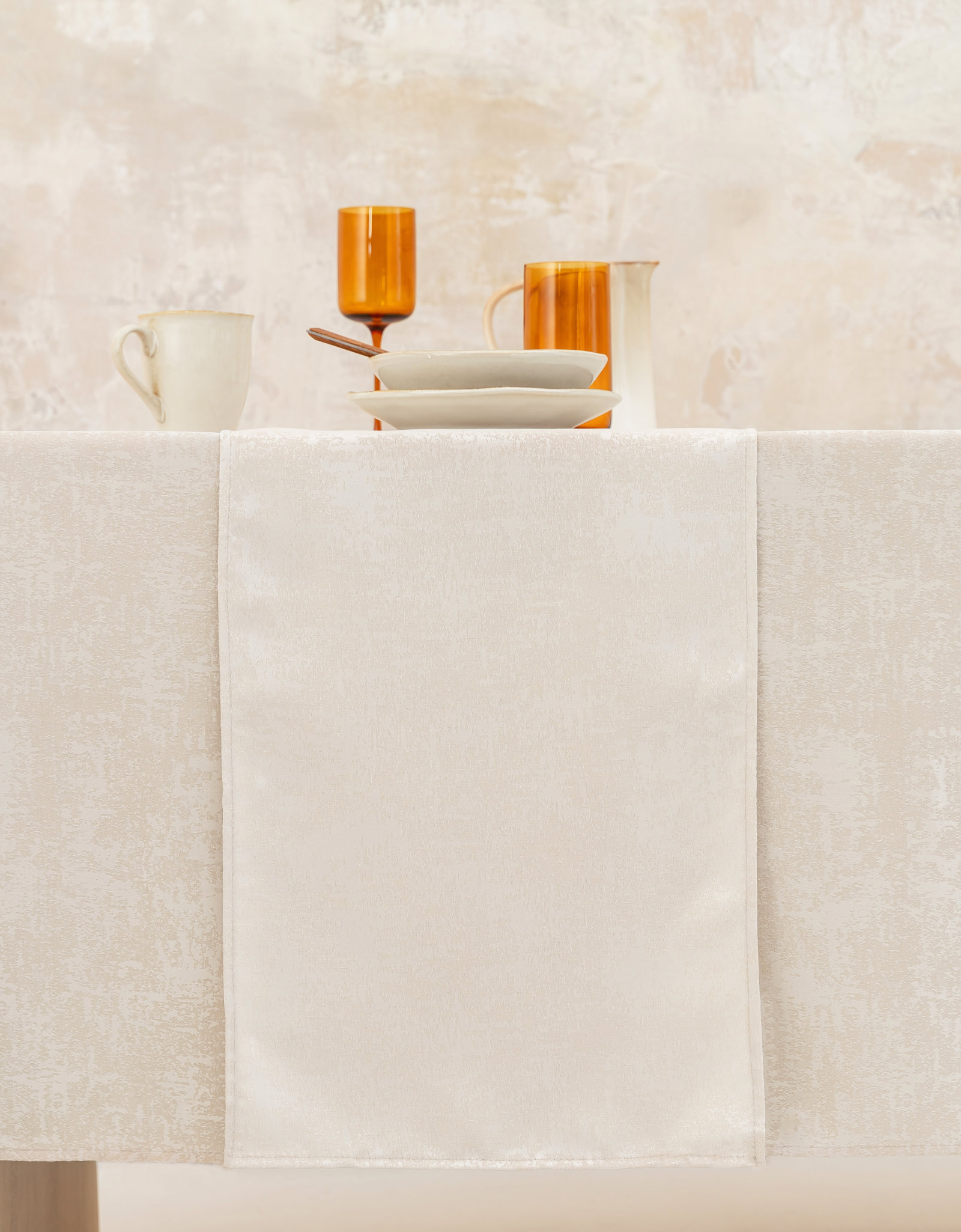 Table runner, 40x160 cm, polyester, beige, Jacquard
