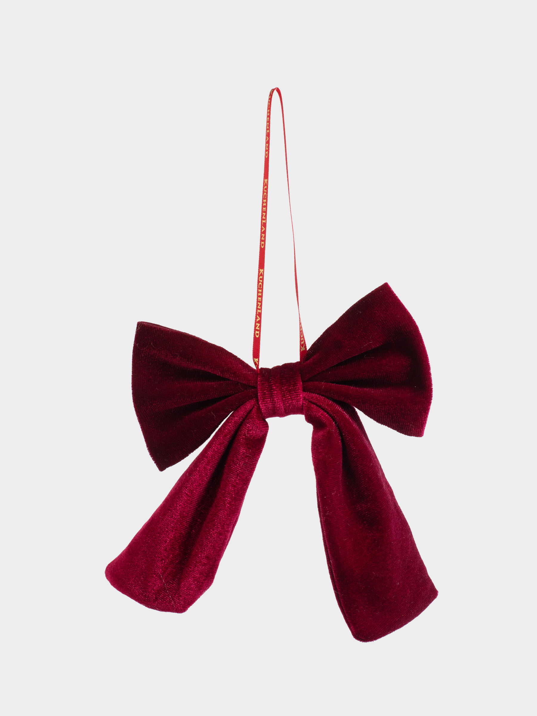 Christmas tree toy, 12x15 cm, polyester, red, Velvet bow, Vogue bow, image-1