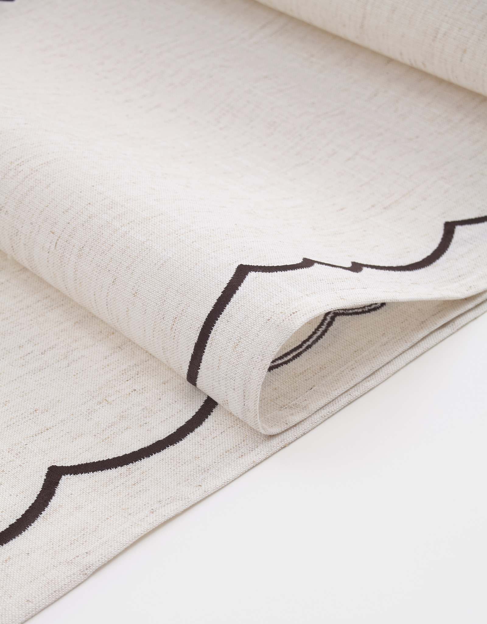 Table runner, 40x160 cm, polyester / linen, beige, Vintage, Melange outline, image-1