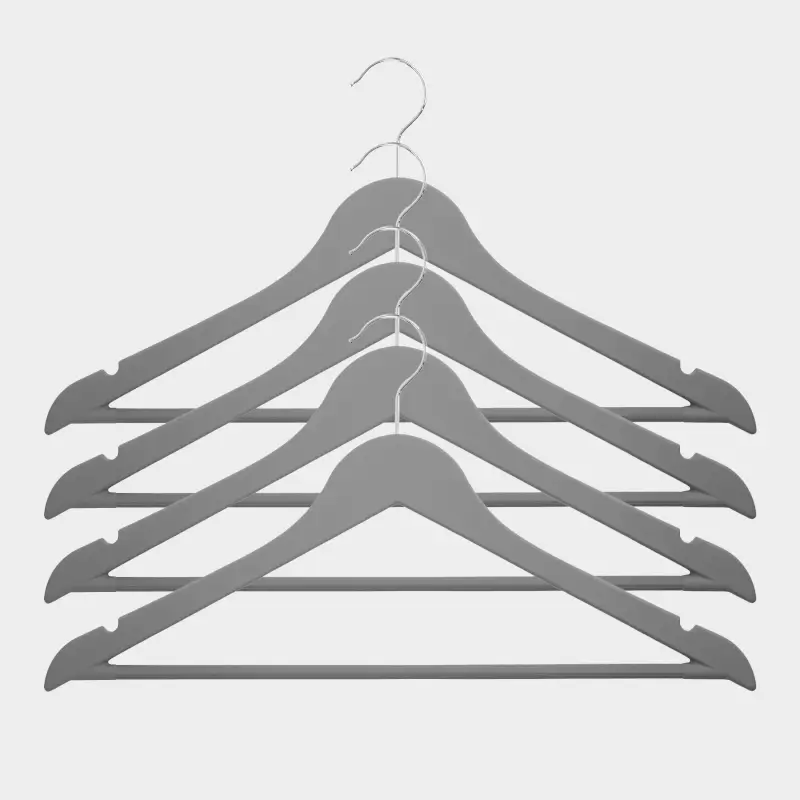 Hanger, 44 cm, 4 pcs, plastic coated, gray, Fun house 