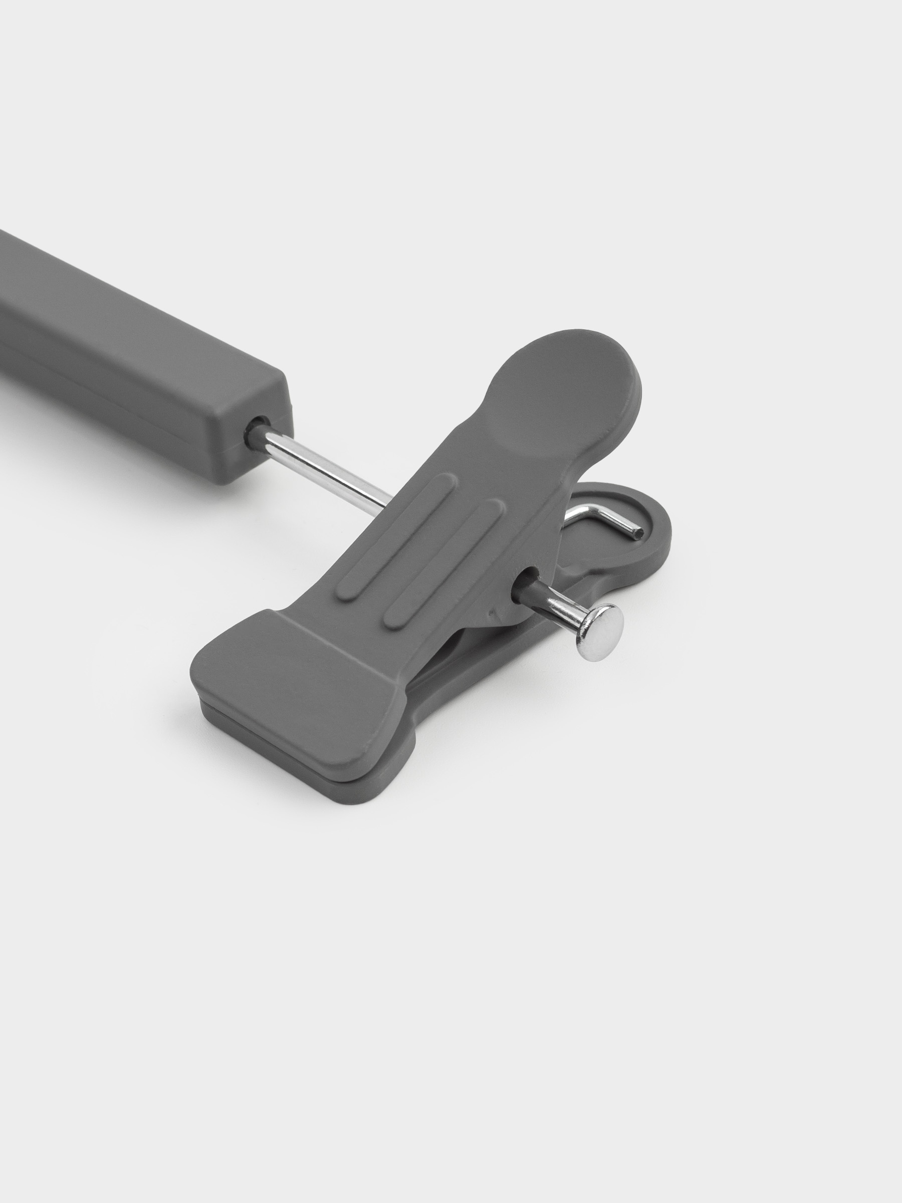 Pants/skirt hanger, 35 cm, 2 pcs, with clips, coated plastic, Grey, Fun house, image-5