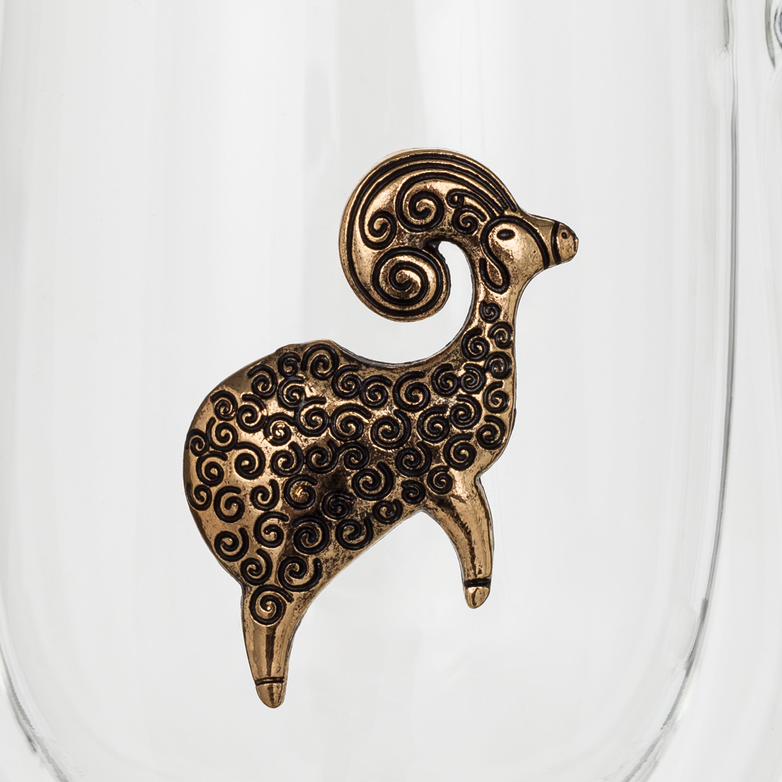 Mug, 350 ml, glass B / metal, golden, Aries, Air zodiac, image-5