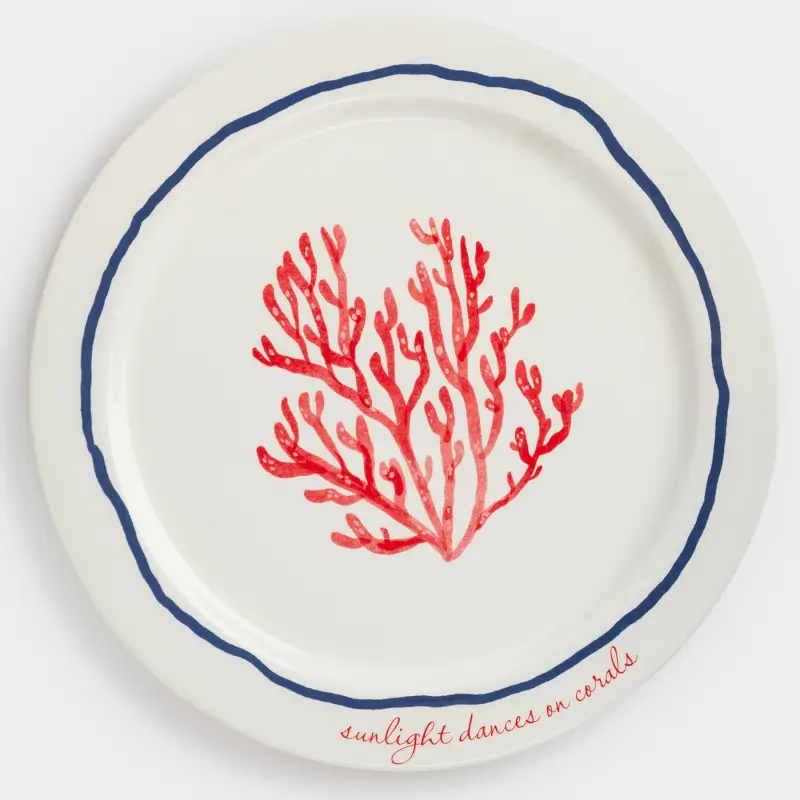 Dish, 28 cm, ceramic, milky, Coral, Coral reef ,image-0