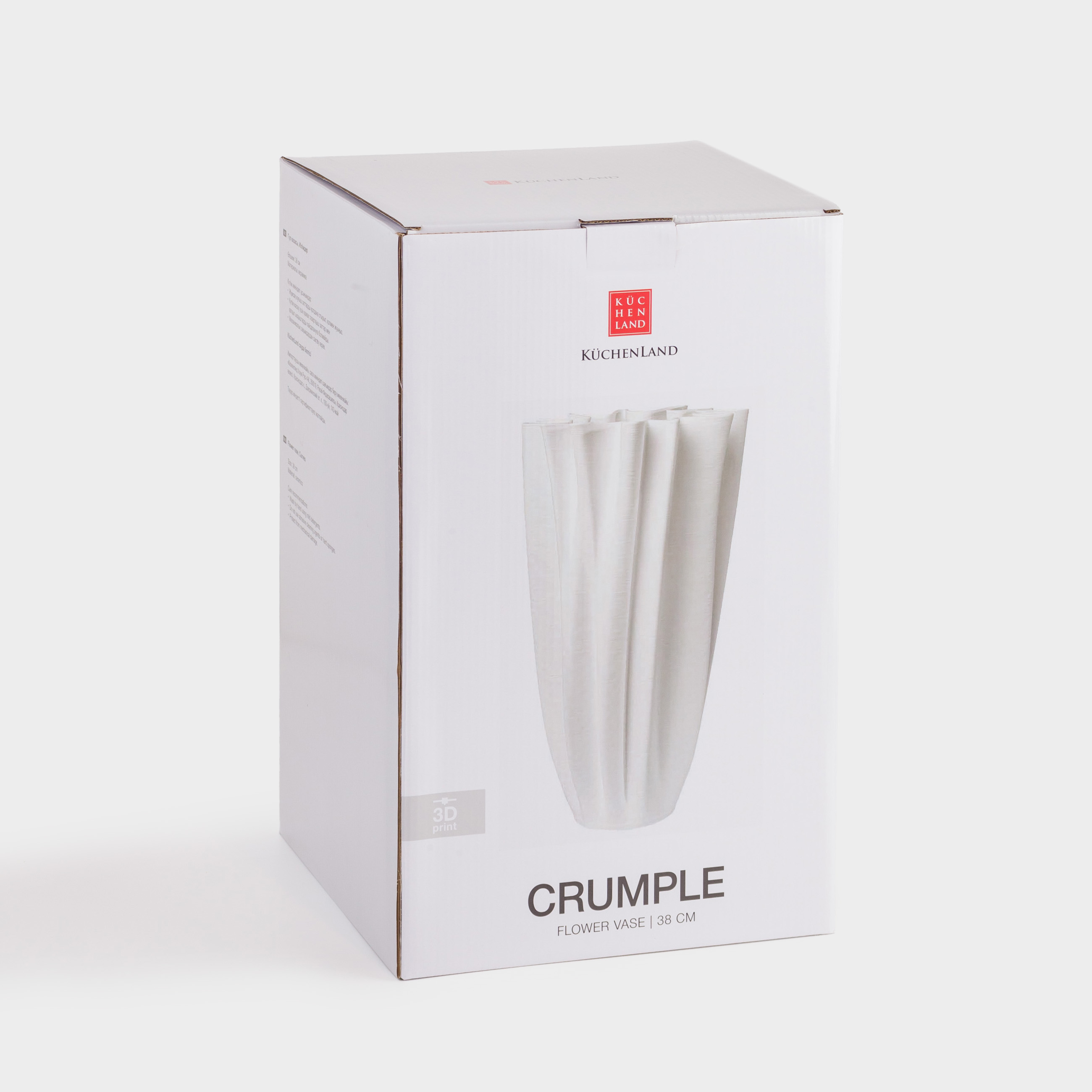 Flower vase, 38 cm, ceramic, milky, Bends, Crumple, image-3