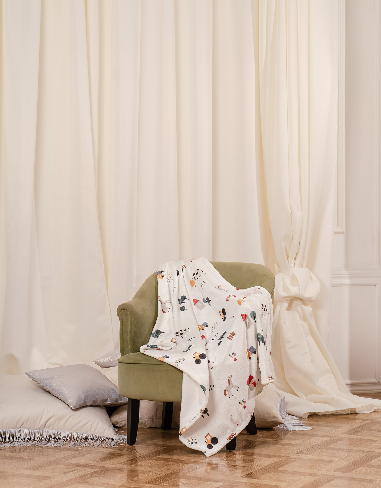 Children's blanket, 90x120 cm, children's, flannel, dairy, Farm, Flannel