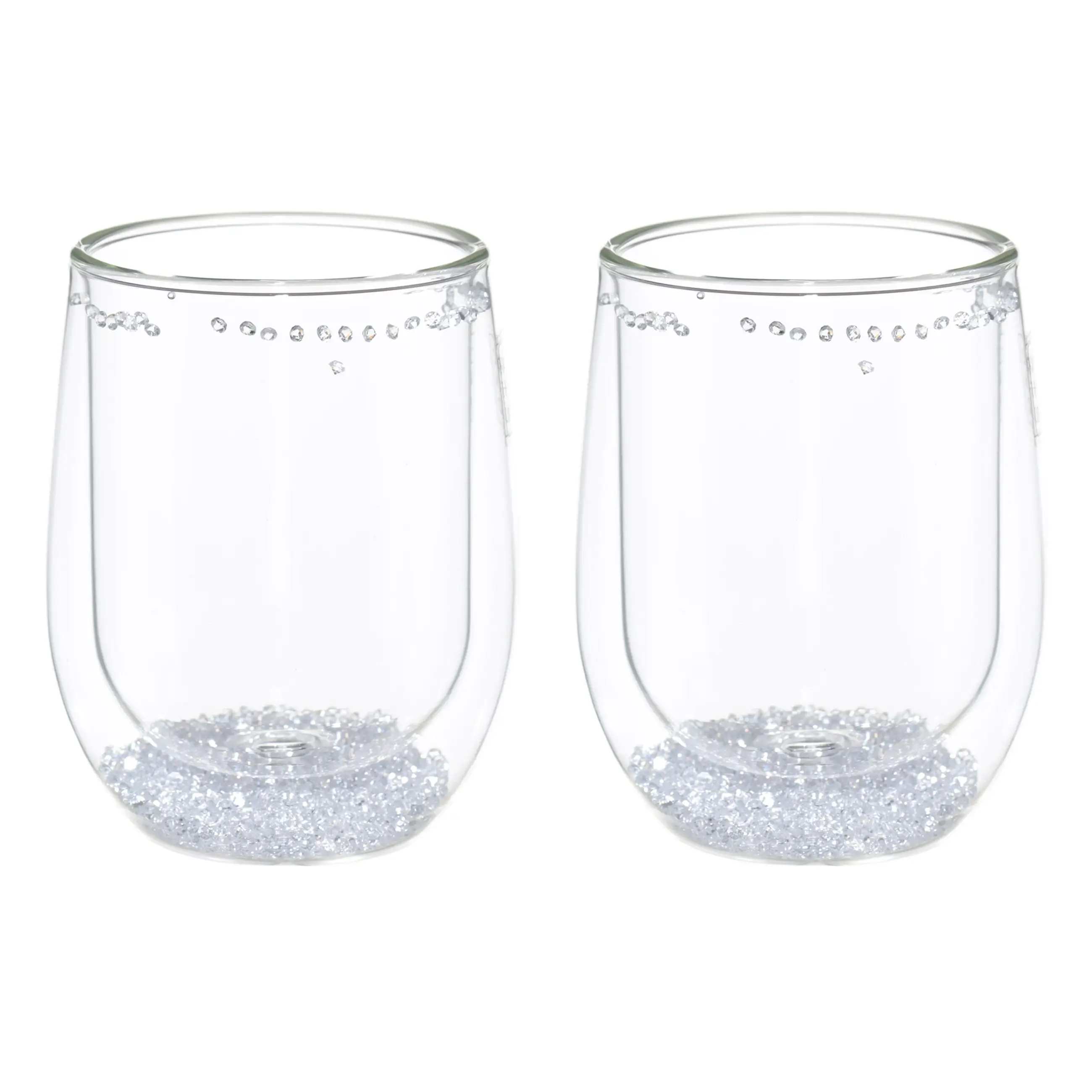 Glass, 11 cm, 300 ml, 2 pcs, B glass, with crystals inside, Air decor
