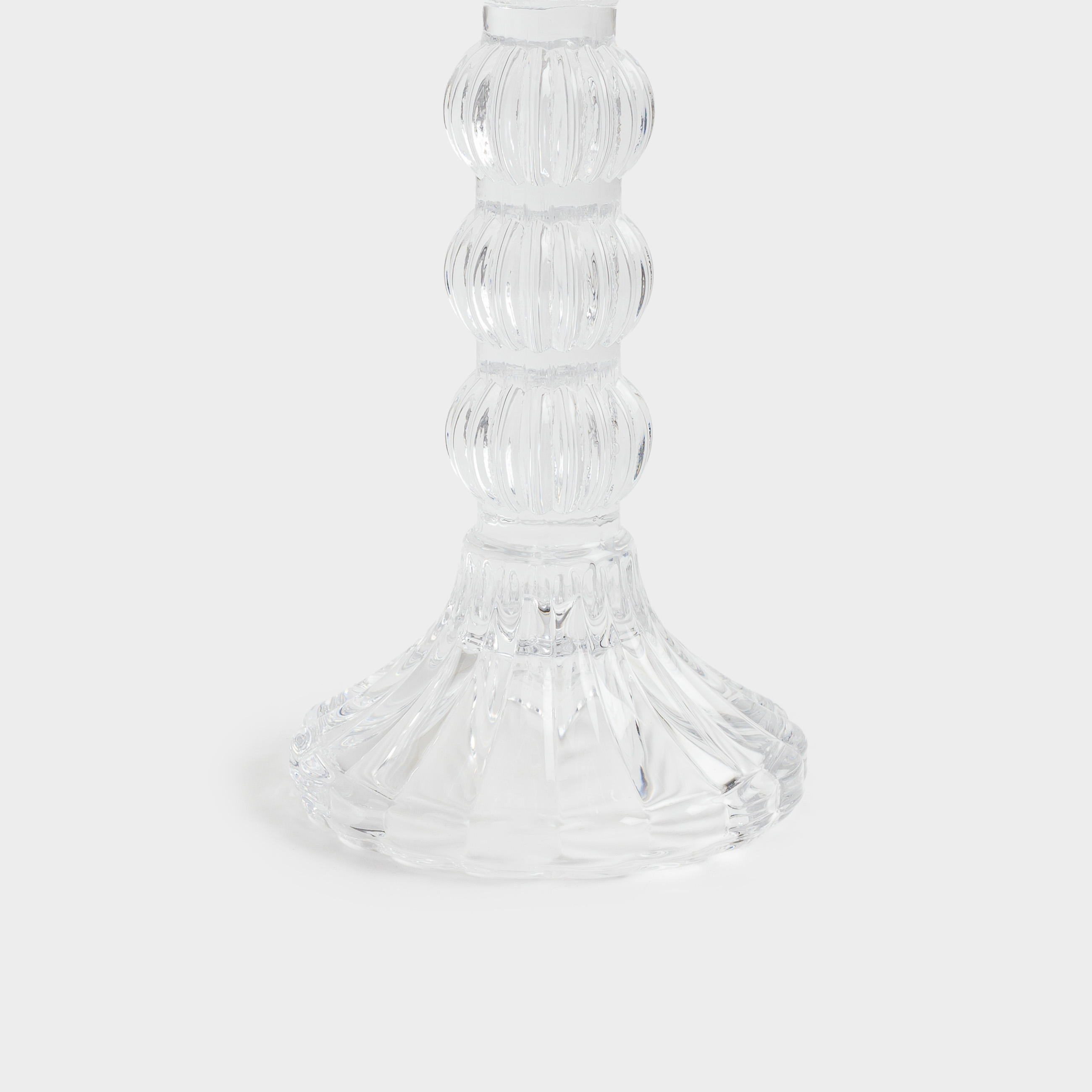 Candle holder, 16 cm, for cylindrical / thin candles, on a leg, collapsible, glass R, Ribby