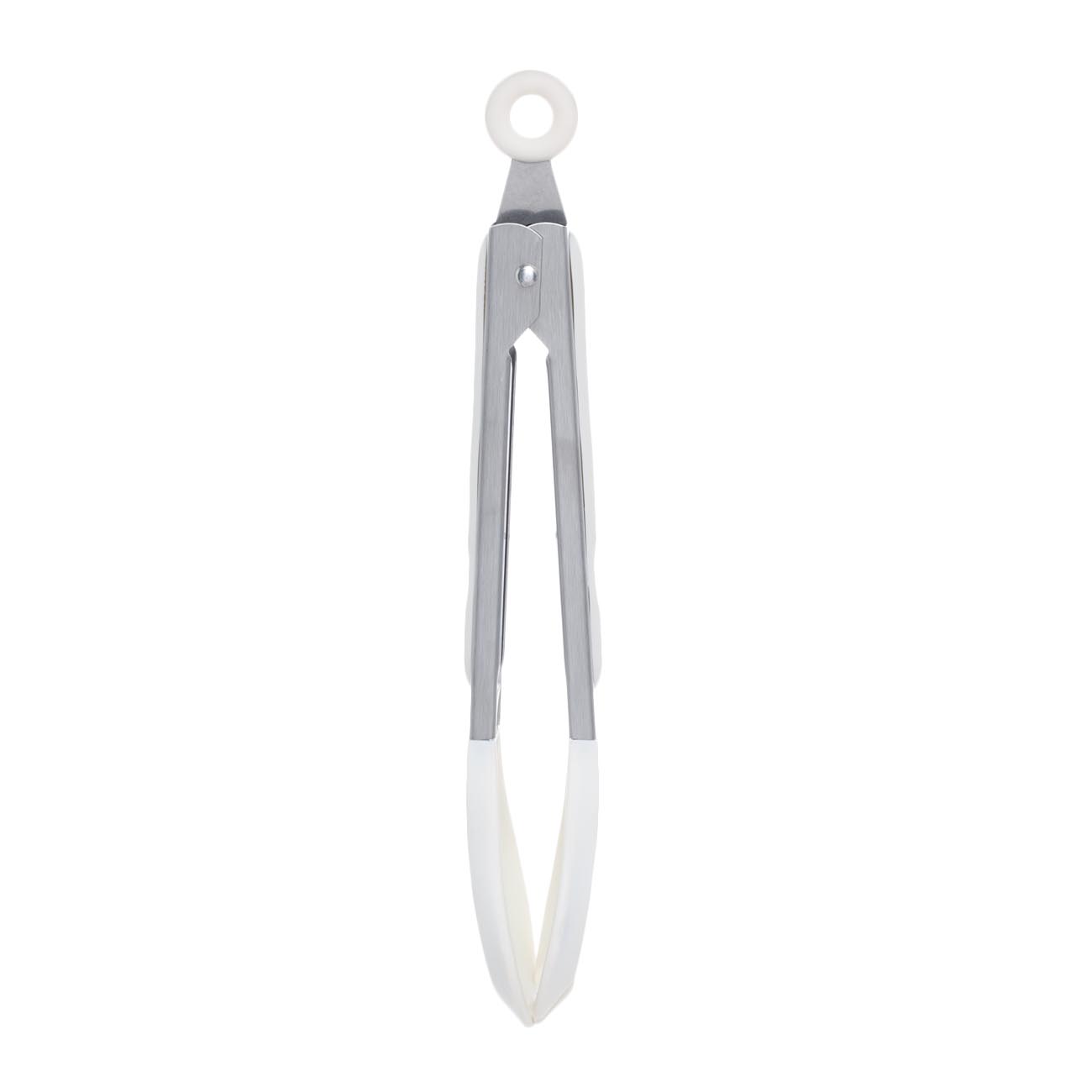 Kitchen tongs, 25 cm, for pasta/salad, silicone/steel, milky, Soft Kitchen, image-0