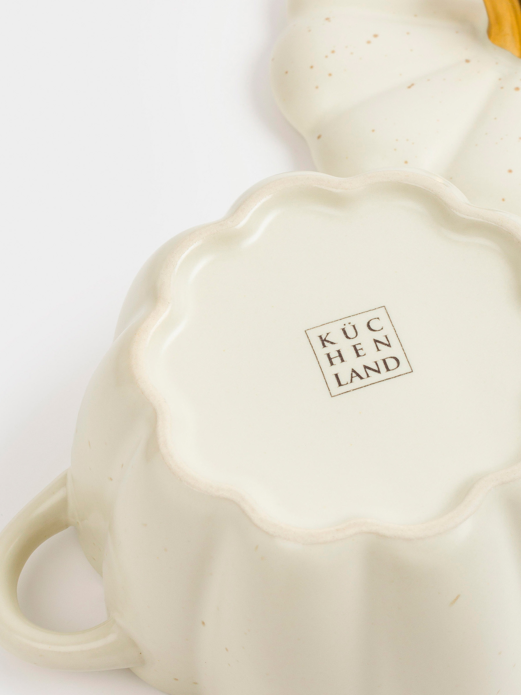 Cocotte, 11 cm, 340 ml, with lid, ceramic, milky golden, speckled, Pumpkin, Gourd, image-3