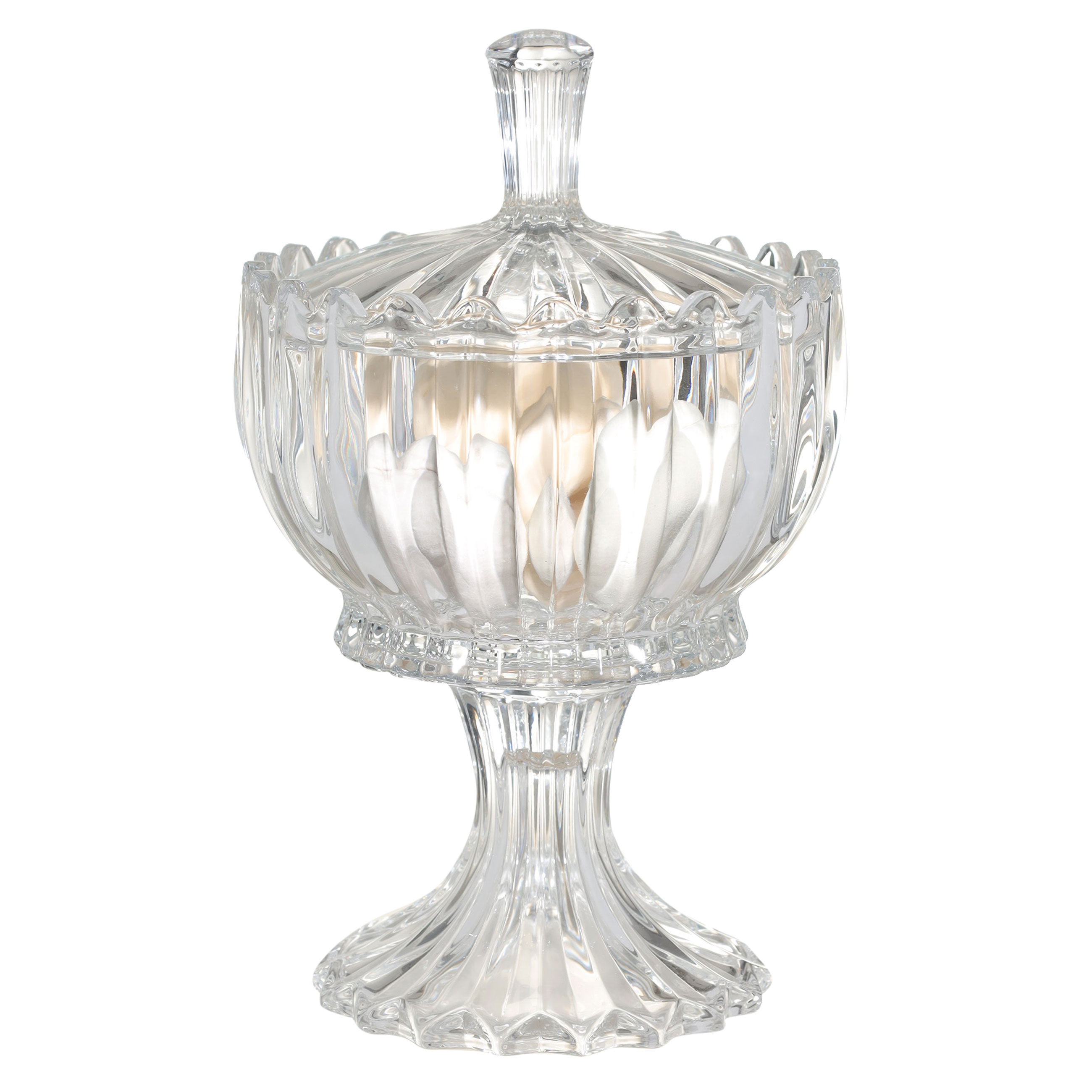 Candy bowl, 24x16 cm, on the leg, with lid, glass P, Alpine