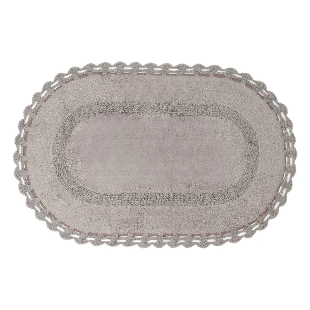 Mat, 60x100 cm, Cotton, Grey, Lace, Knit, image-0