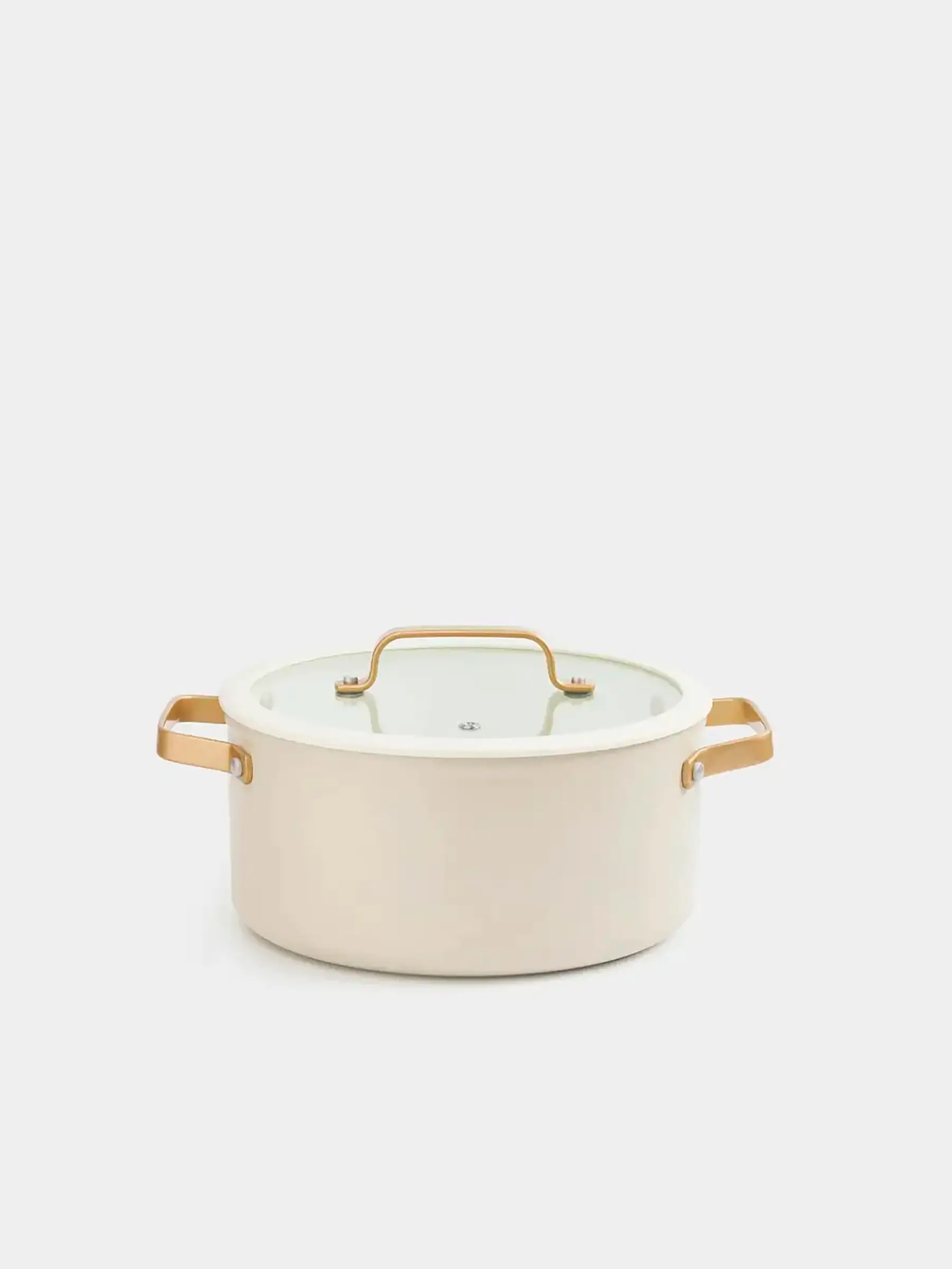 Pot, 20 cm, 2.8 l, with lid, coated, aluminum, milky, Piatto gold