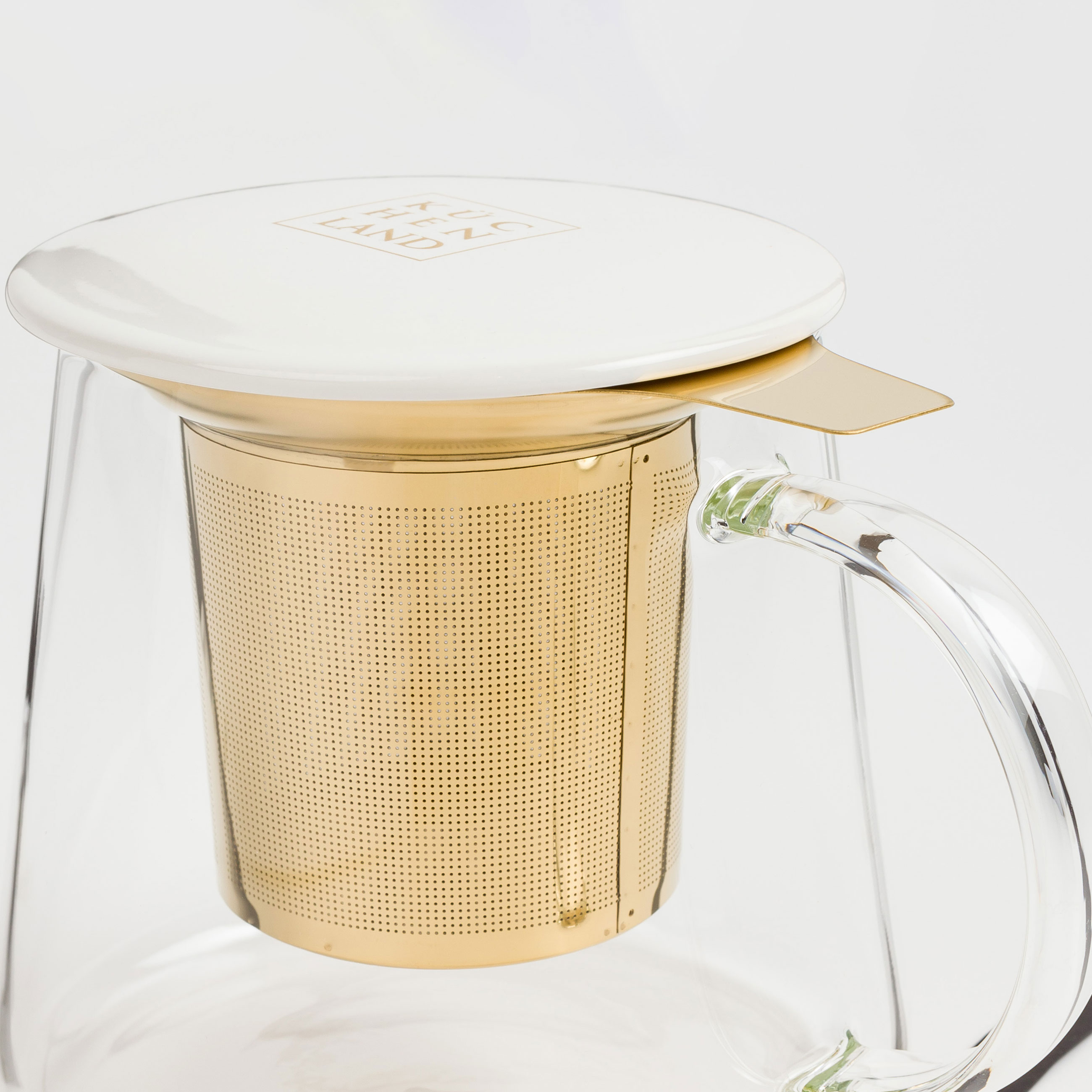 Teapot, 600 ml, heated, glass B / porcelain P, milk-golden, Ellan