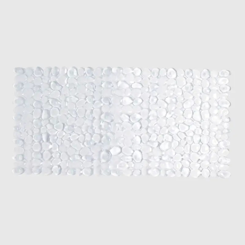 Bath/shower mat, 35x70 cm, with suction cups, PVC, Rectangular, White, Stones, Pebble ,image-0
