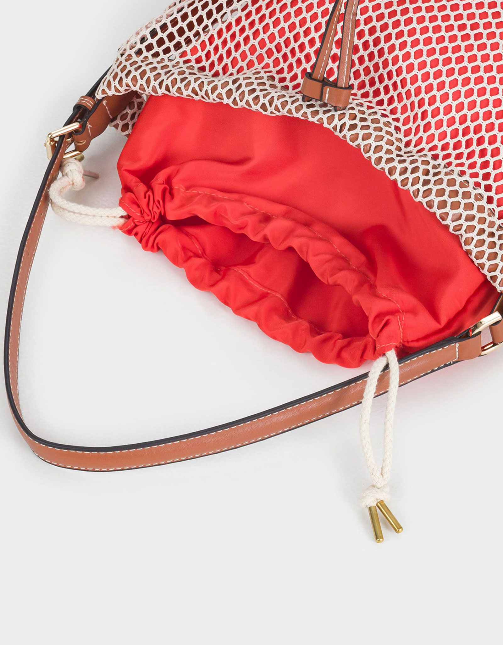 Women's bag, 22x34 cm, with strap, drawstrings, polyamide, orange, Mesh, Stintino, image-5