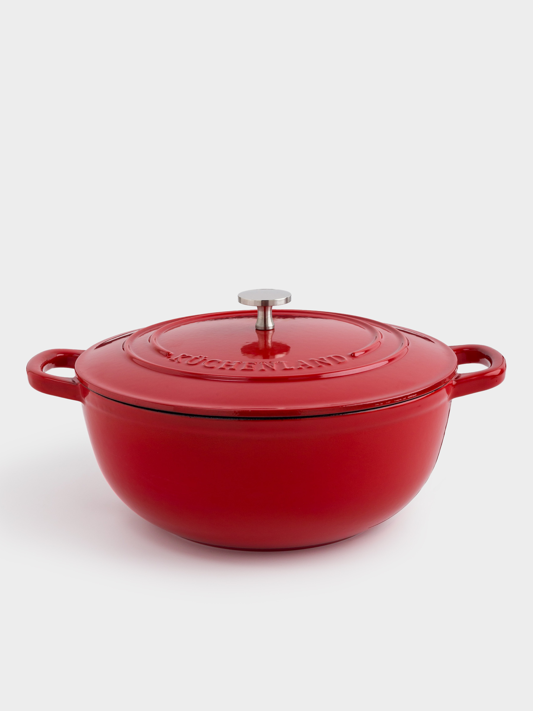 Cauldron, 27 cm, 4.5 l, with lid, cast iron, Red, Bright, image-0
