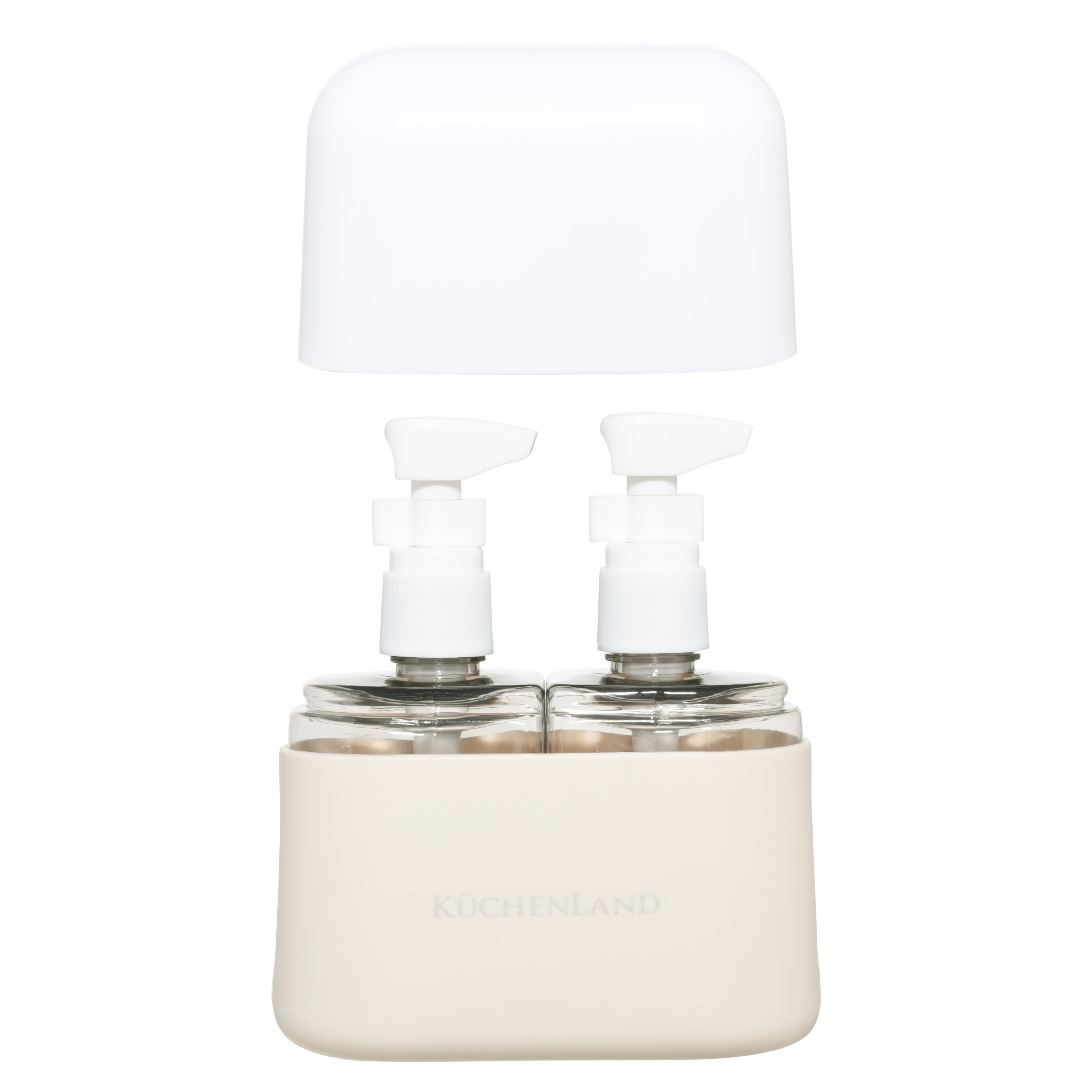 Set of travel bottles, 2 pcs, with dispenser, in a case, plastic, ecru, Travel comfort