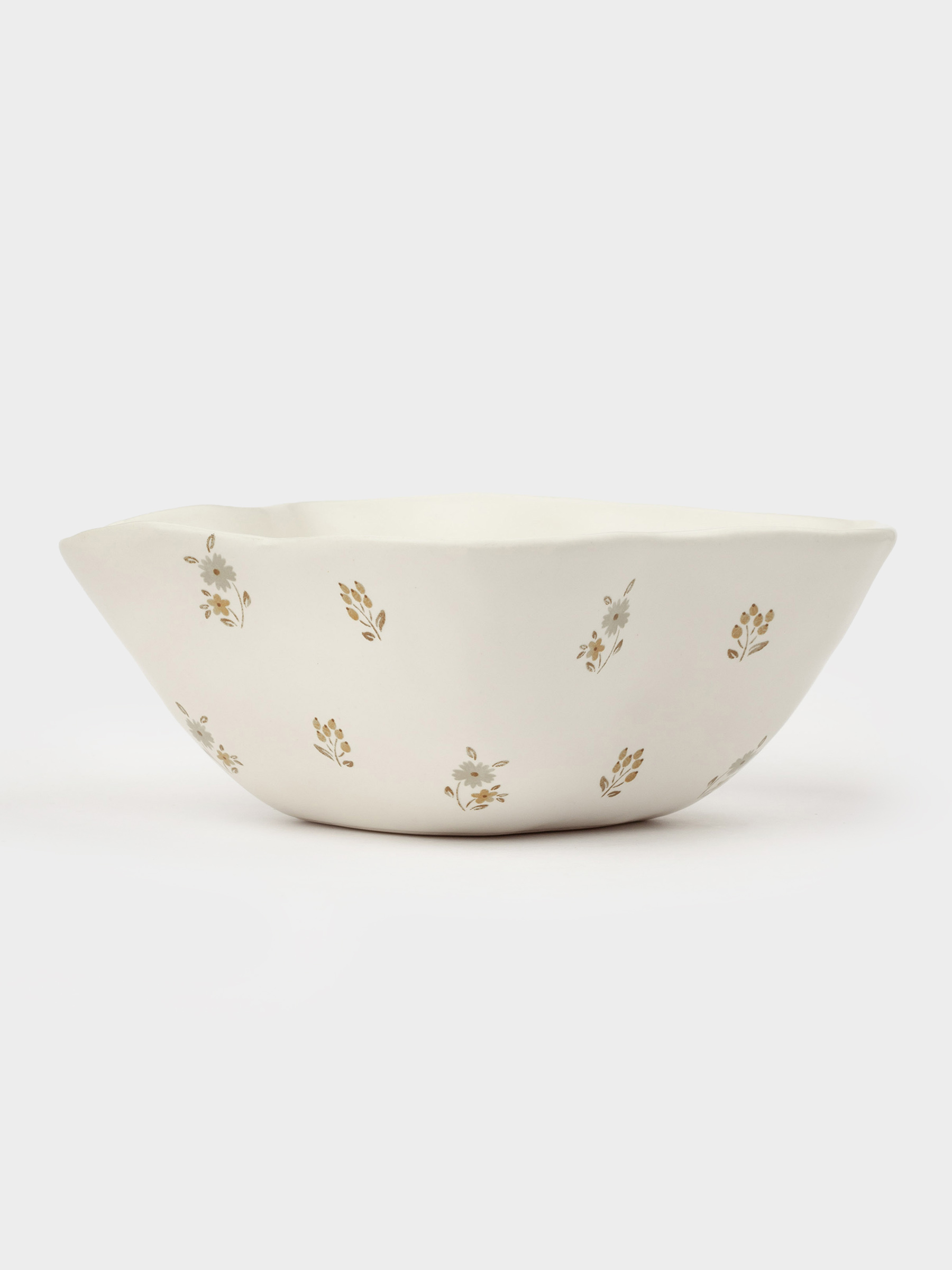 Salad bowl, 15x6 cm, 330 ml, ceramic, milky, Vintage flowers, La flore, image-2