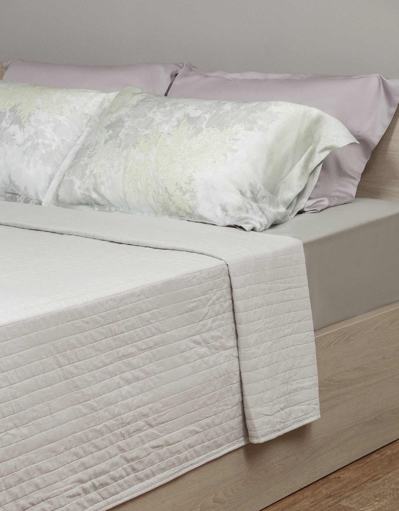 Bedspread, 220x240 cm, quilted, microfiber, grey, Stripes, Stitch, image-2