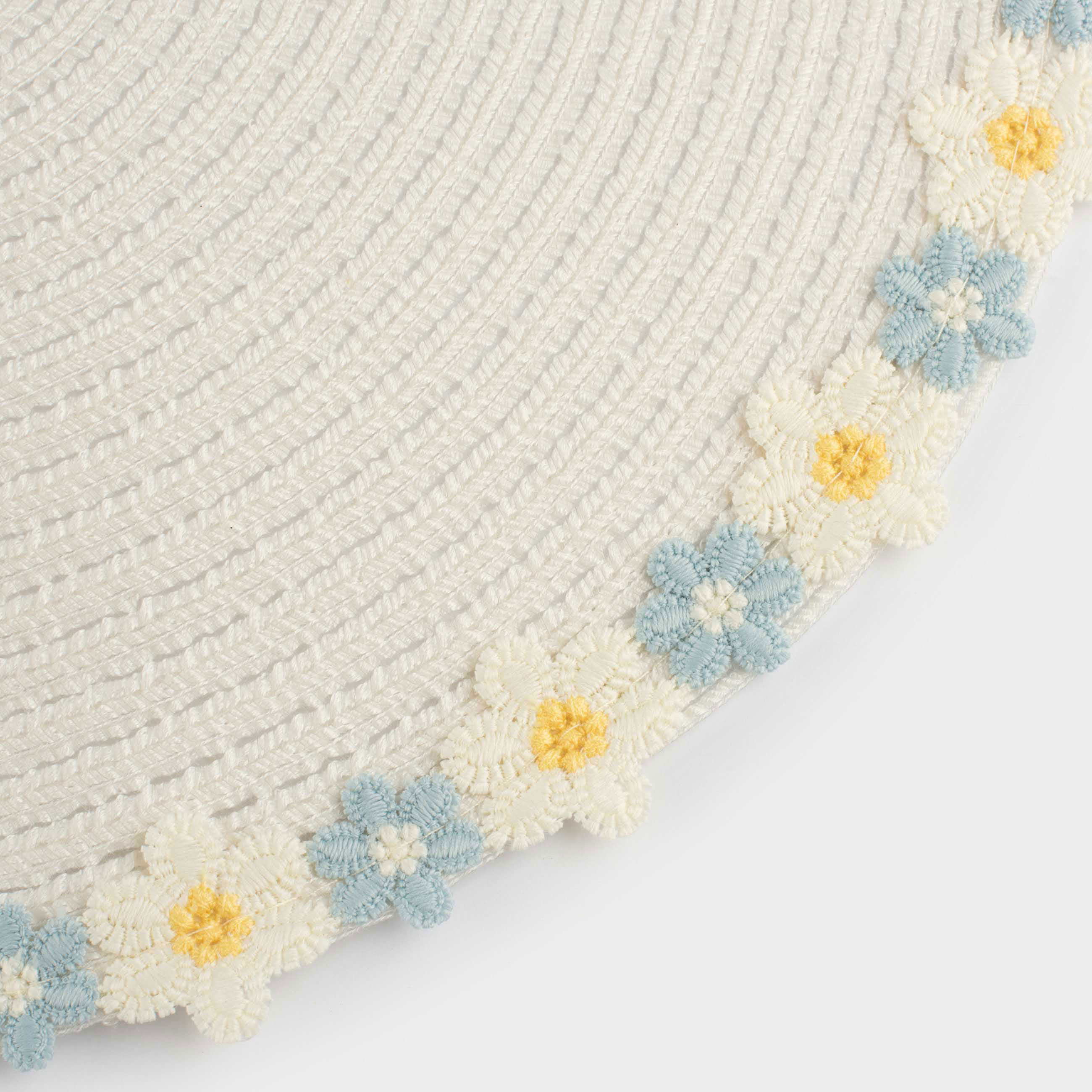 Placemat, 38 cm, polyester, round, milky, Floral border, Breath spring, image-2