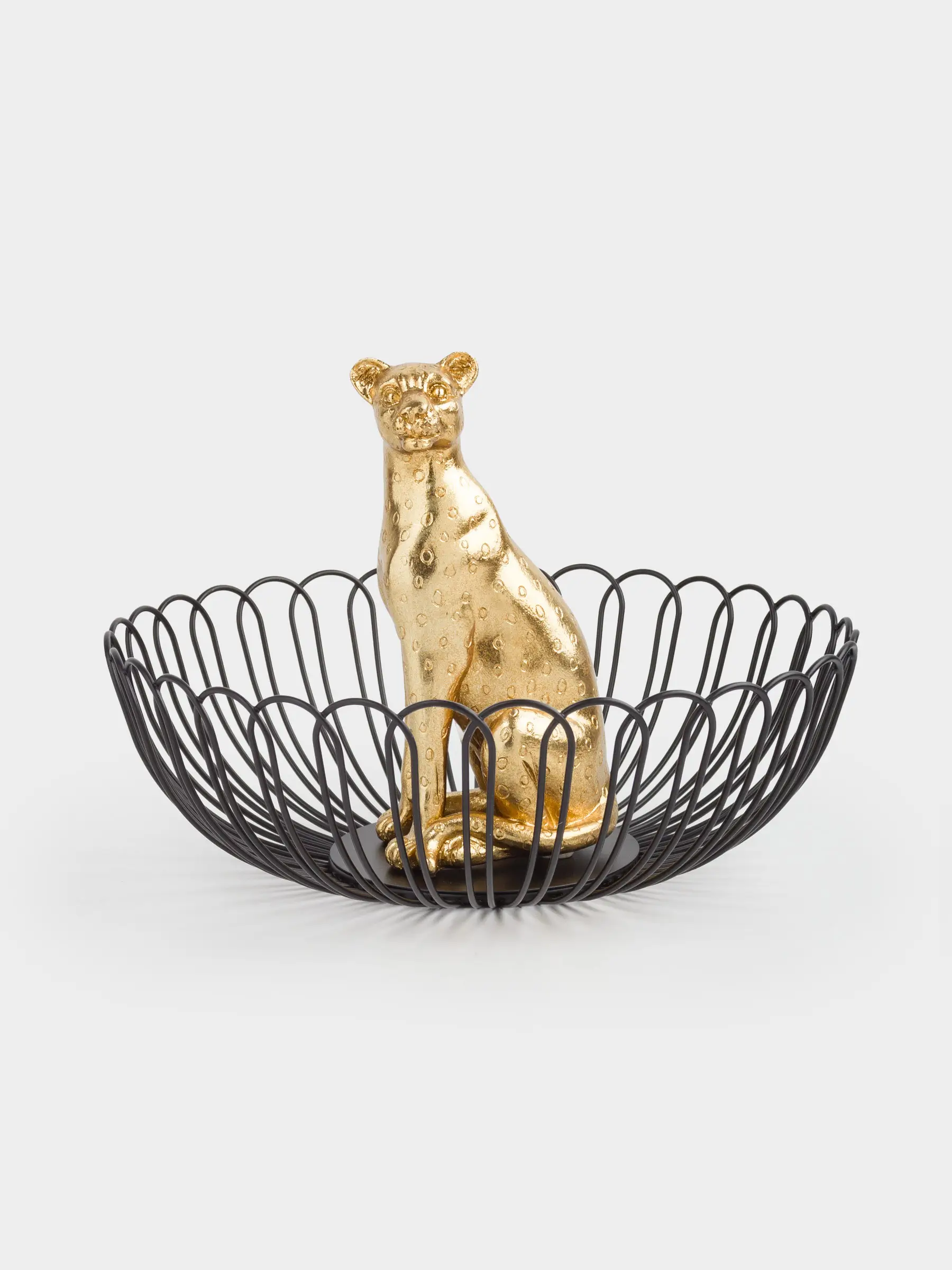 Fruit basket, 29 cm, metal / polyresin, Cheetah, Panther, image-0