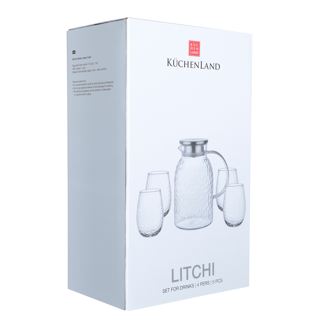 Set for drinks, 4 pers, 5 pr, used glass / steel, Litchi, image-4