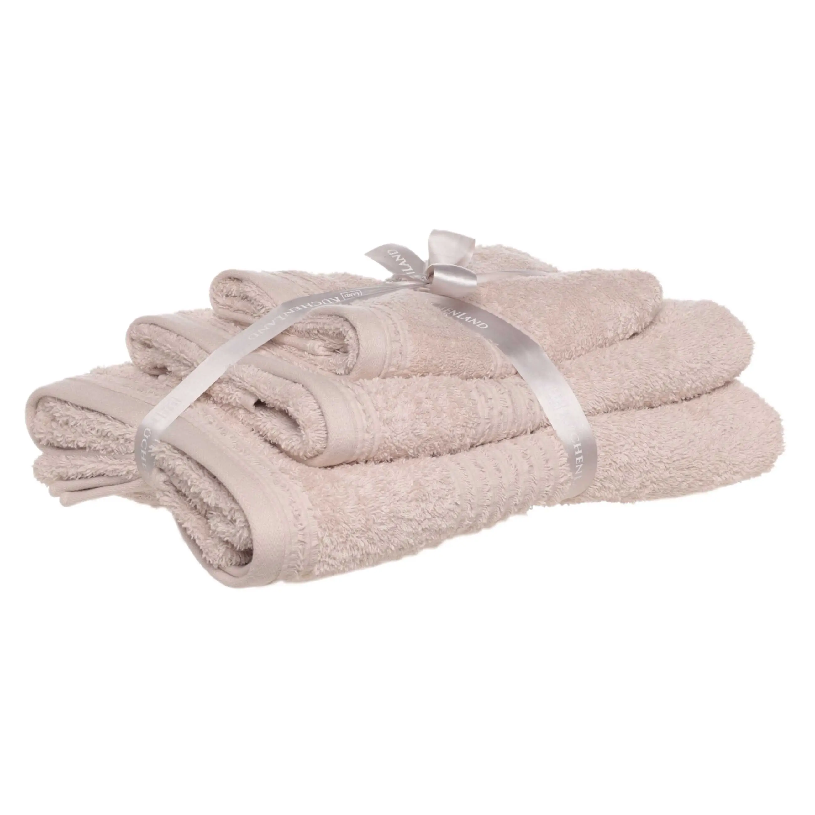 Towel set, 40x60 / 50x90 / 70x140 cm, 3 pcs, cotton, beige, Natural cotton, image-0
