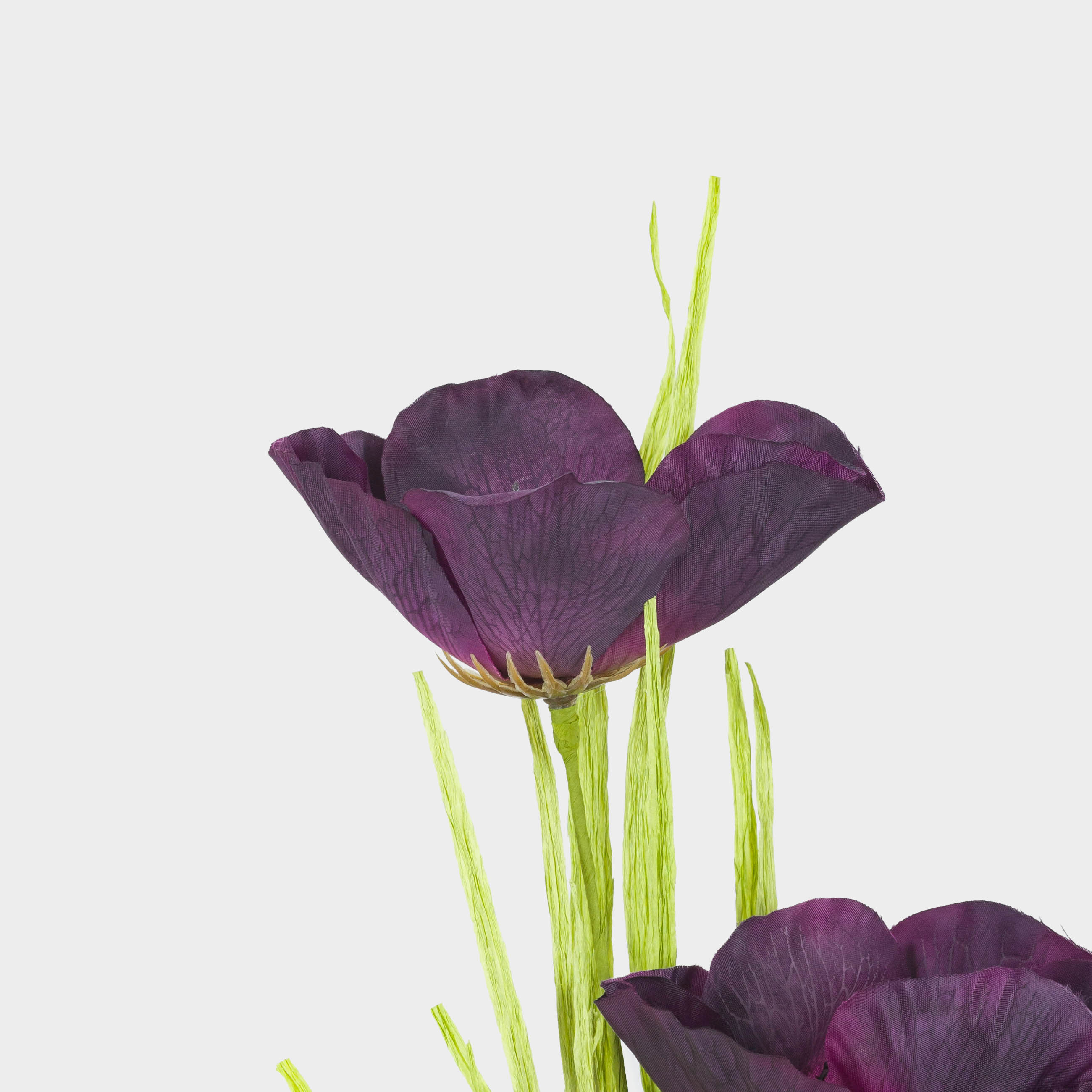 Decorative branch, 50 cm, plastic / paper, Purple poppy, Flower garden, image-2