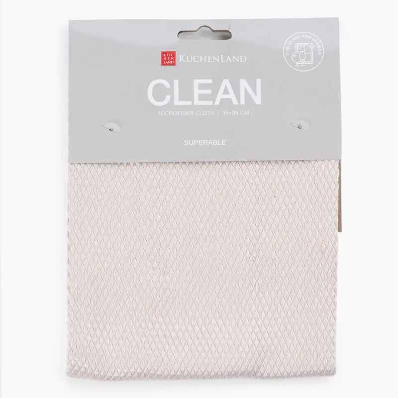 Cloth for glass/plastic/mirrors, 35x35 cm, microfiber, Fish scales, beige-pink, Clean