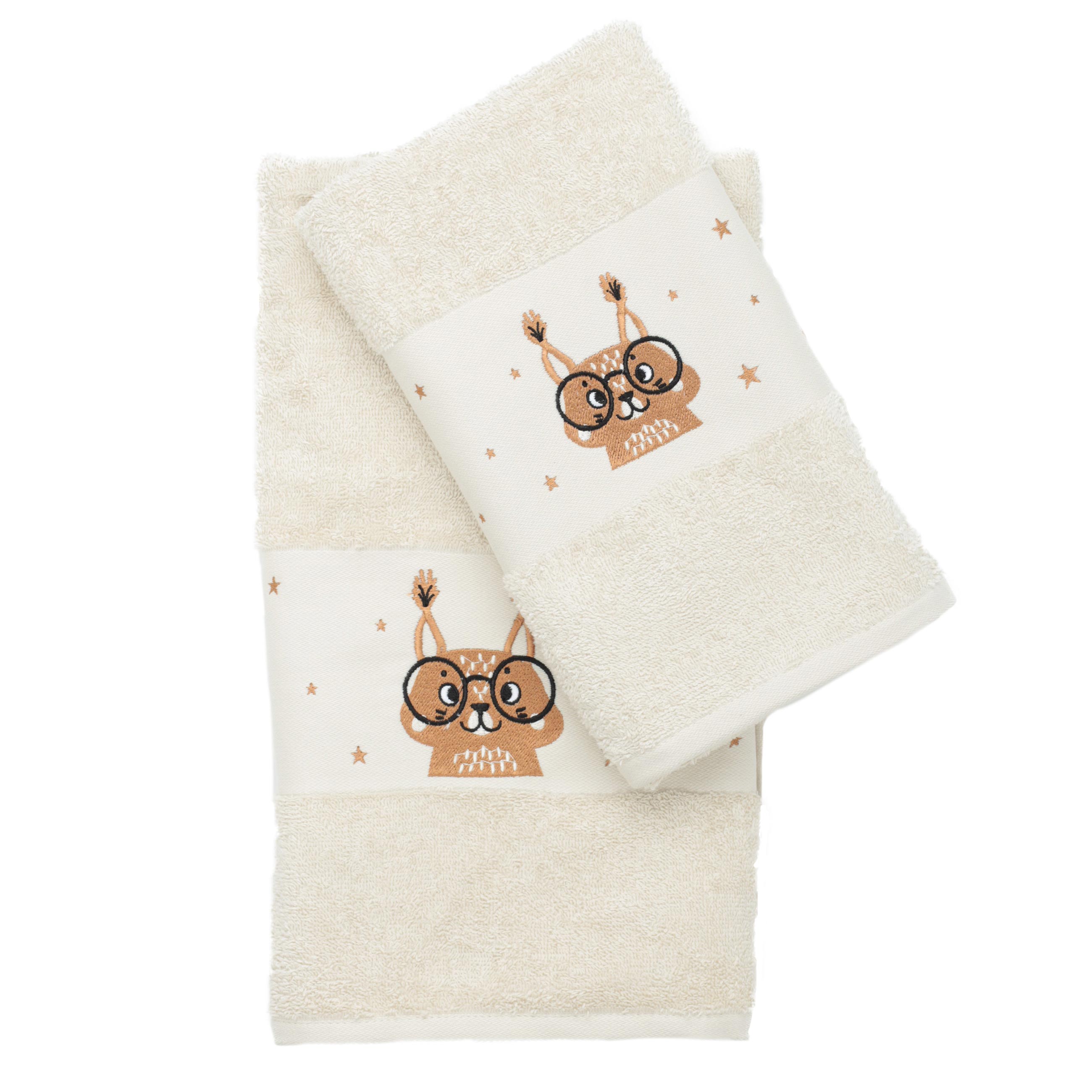 Children's towel, 70x120 cm, cotton, beige, Squirrel, Forest Animals