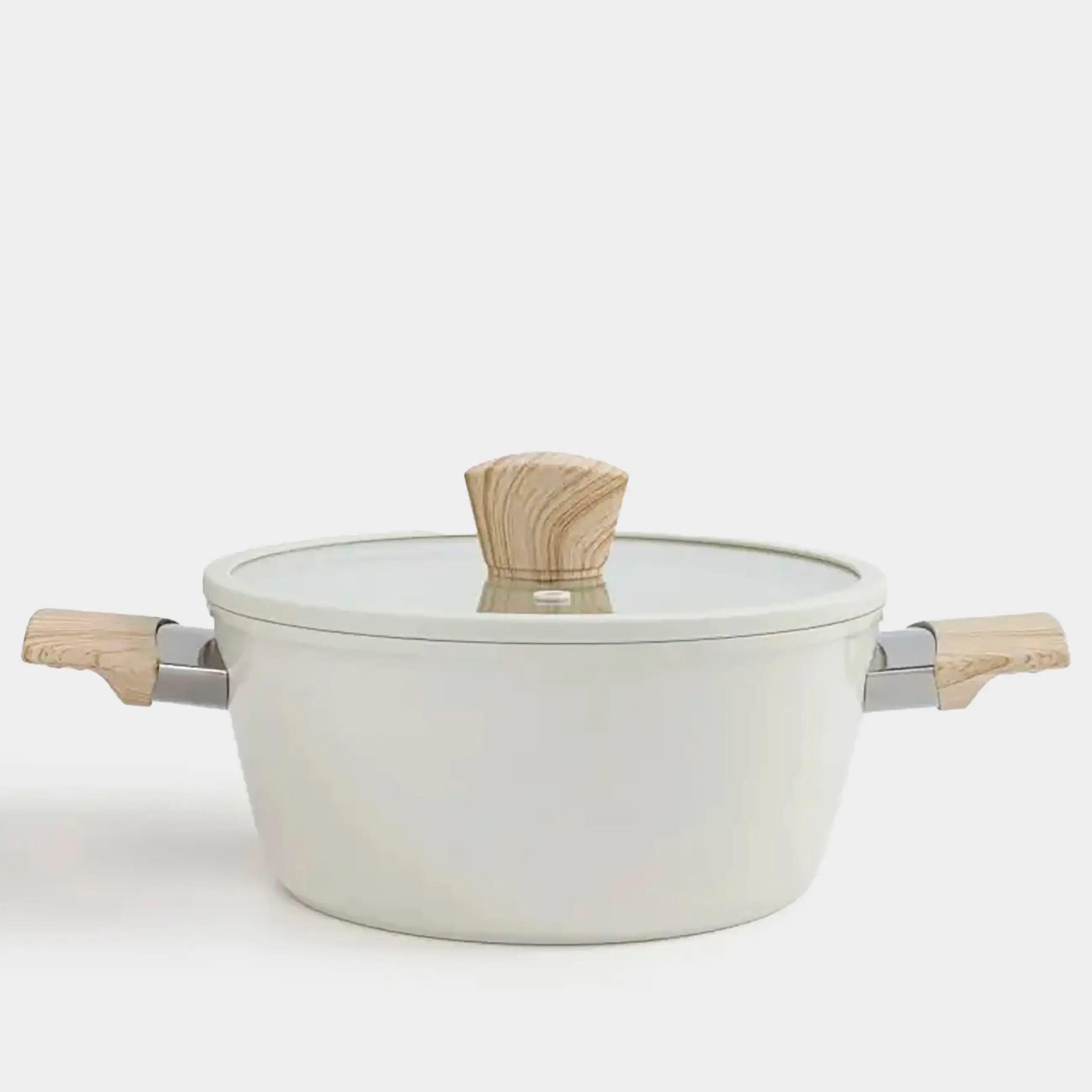 Pot, 24 cm, 3,9 l, with lid, coated, aluminum, milky, Sentimentality