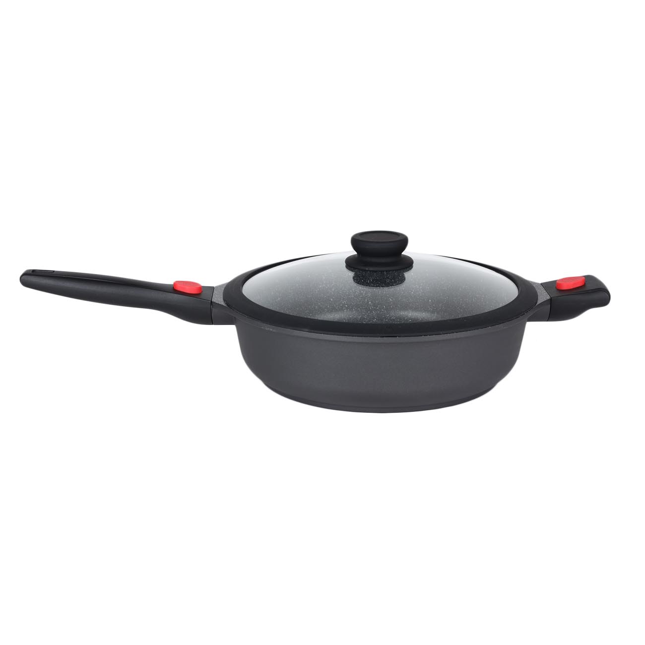 Saucepan, 28 cm, with lid, 3 removable handles, coated, aluminum, Solution Red 2
