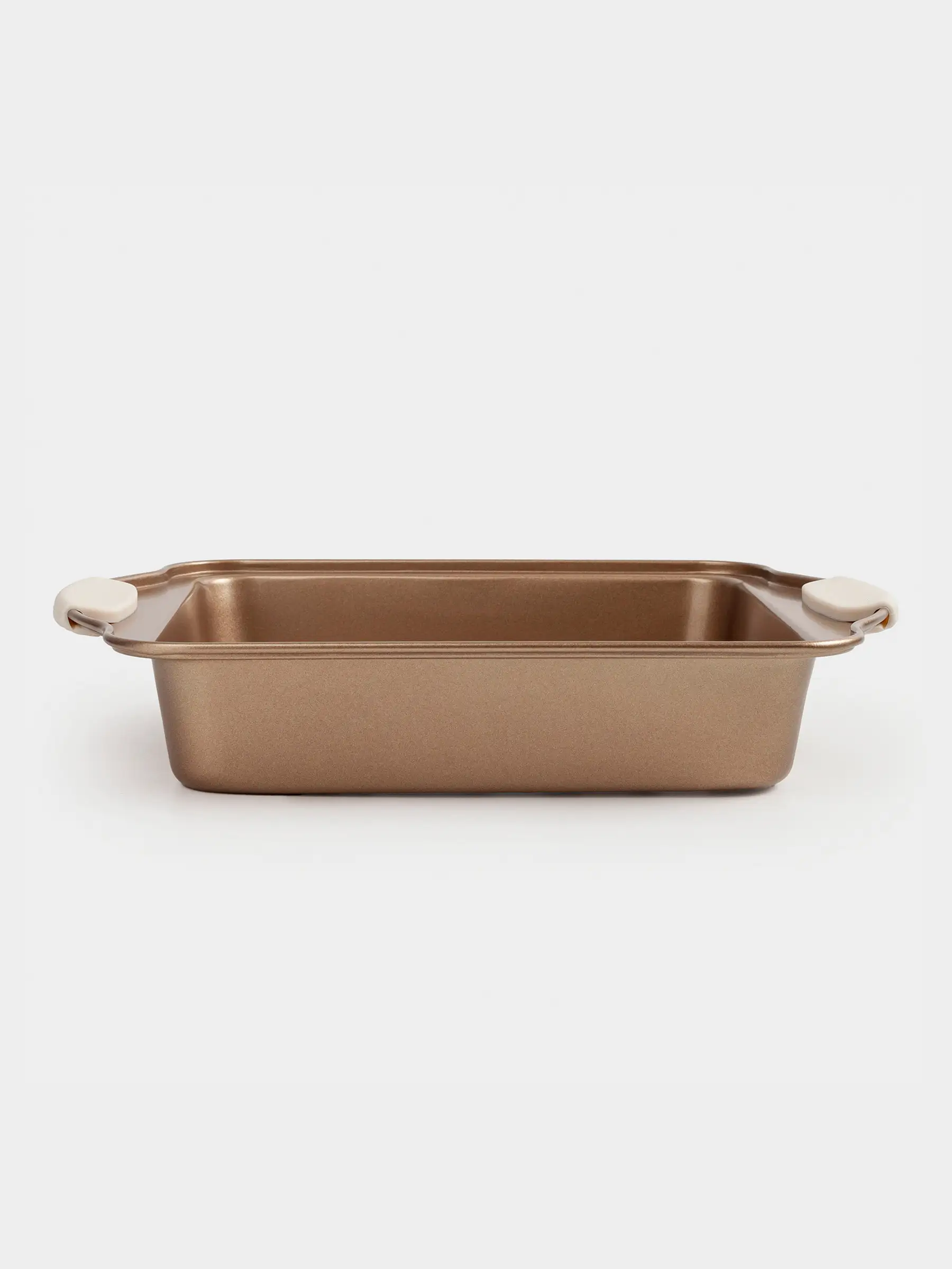 Baking dish, 28x22 cm, with handles, steel / silicone, square, copper, Resto 