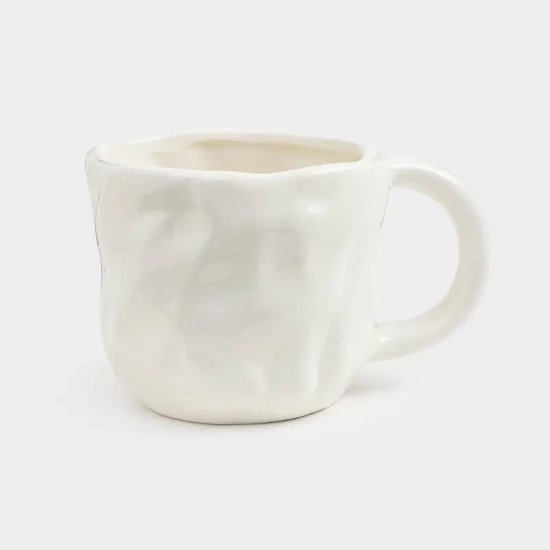 Mug, 440 ml, ceramic, milky, Crumpled effect, I got this, Crumple words           