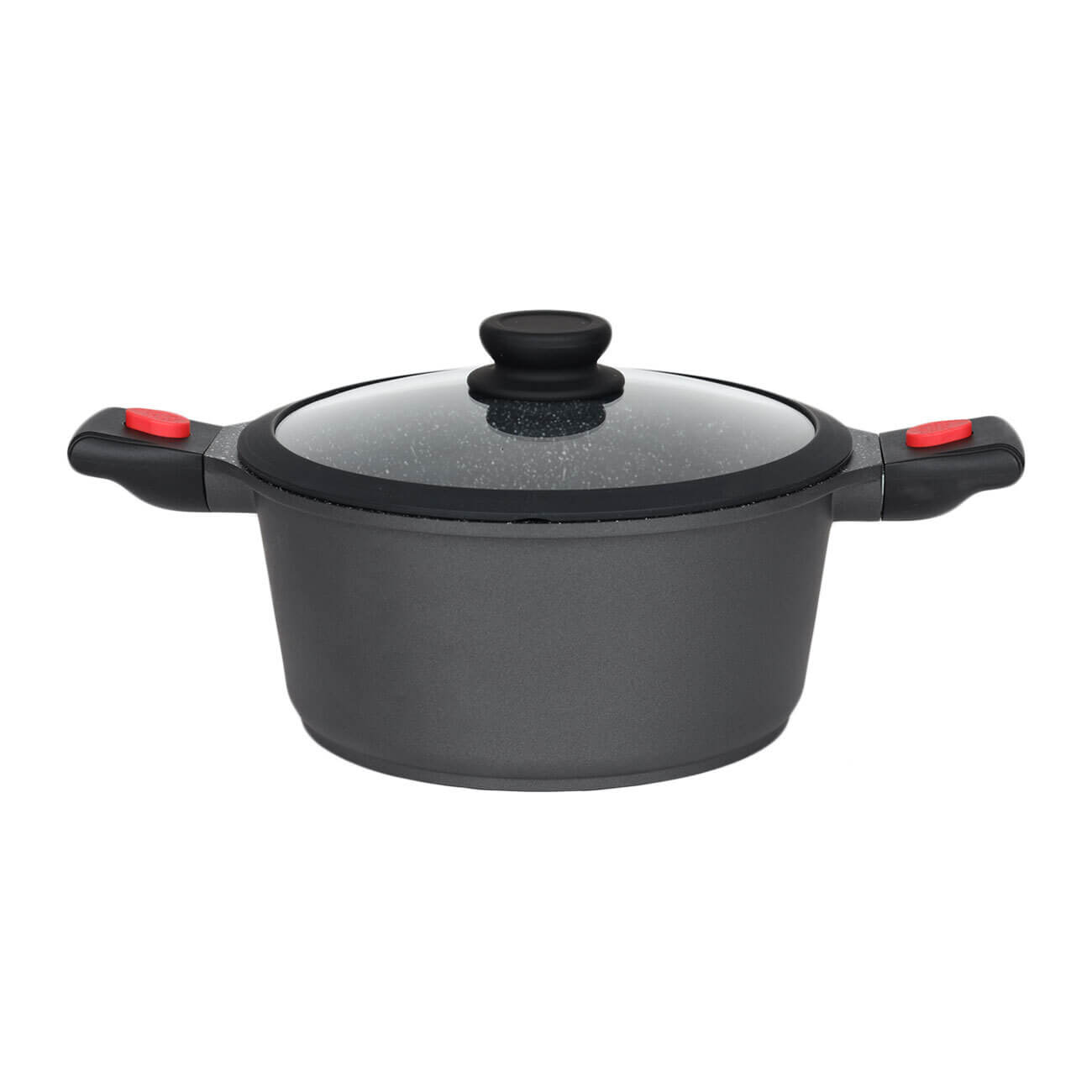 Pot, 20 cm, 2.5 l, with lid, removable handles, coated, aluminum, Solution Red 2