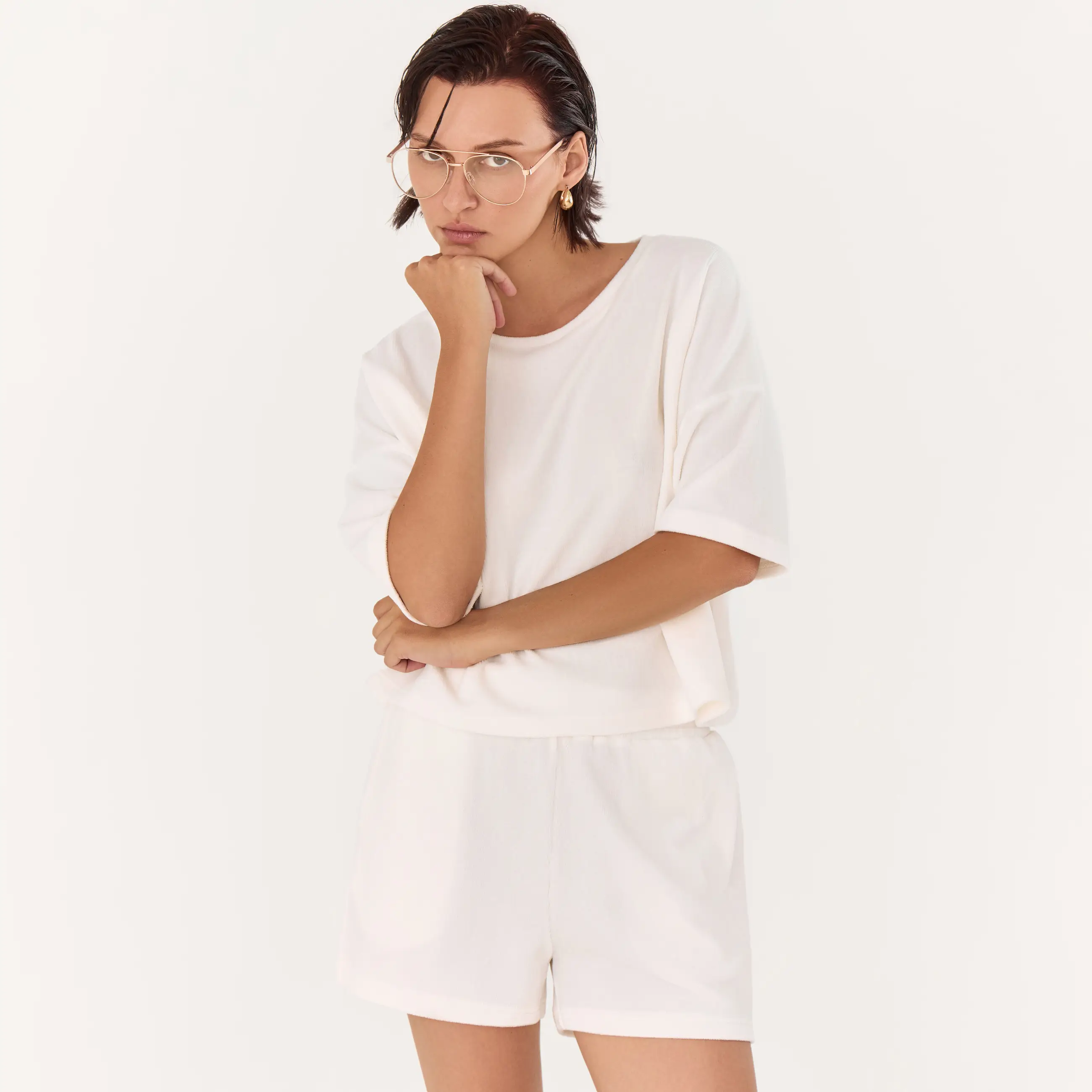 Women's shorts, size L, cotton / polyester, white, Peggy