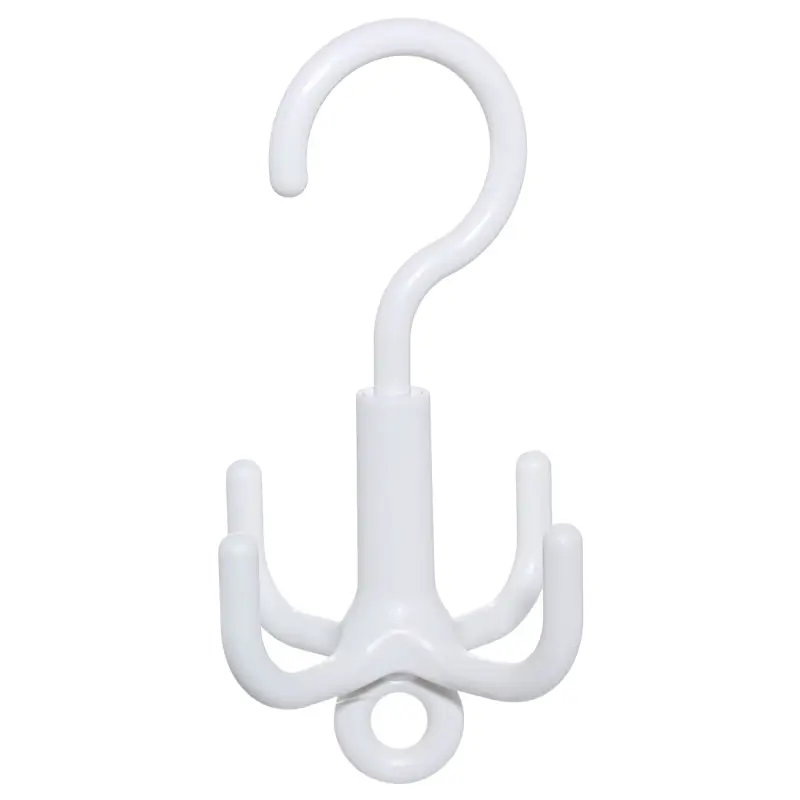Belt hanger, 16 cm, 4 hooks, rotating, plastic, White, Compact ,image-0