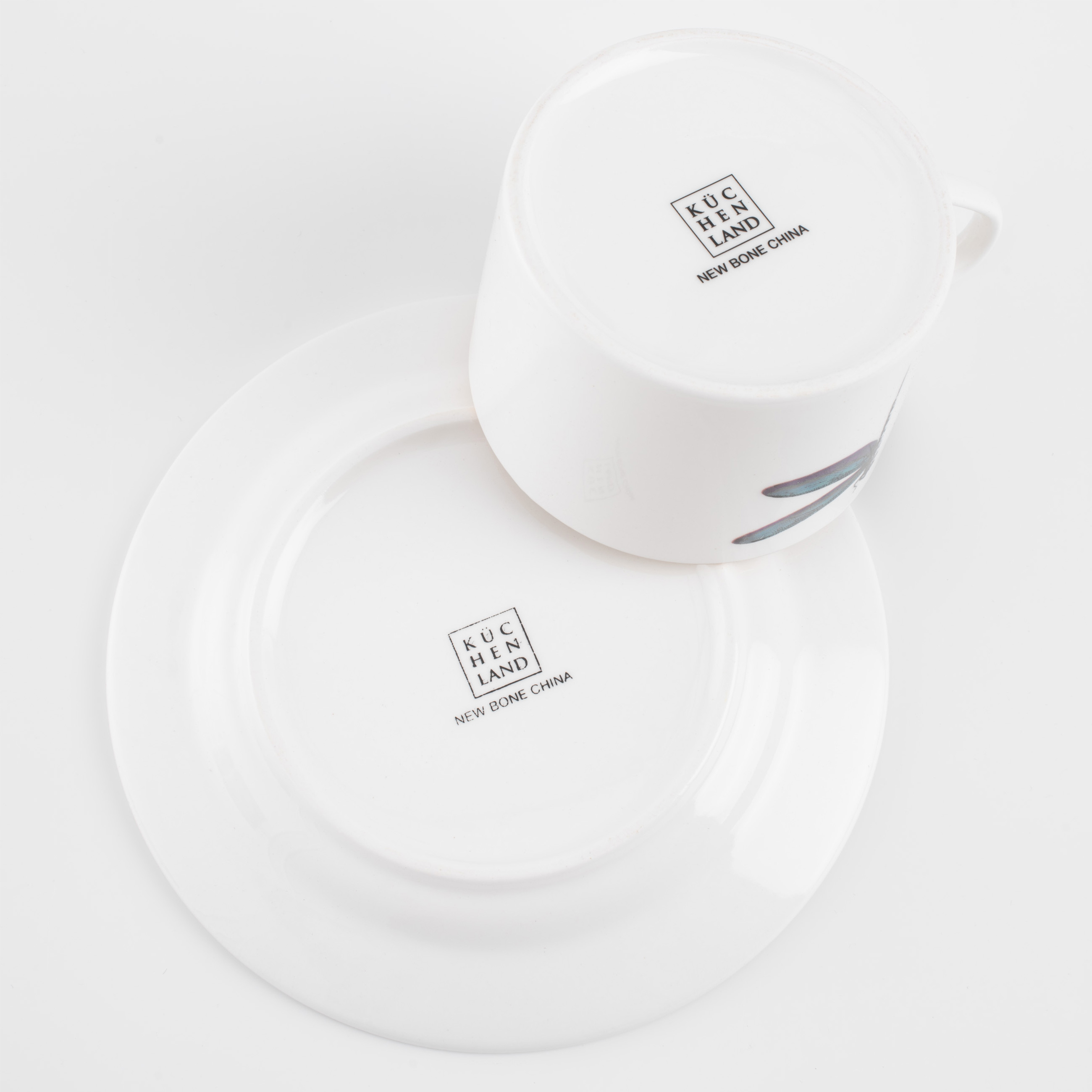 Tea pair, 1 person, 2 items, 220 ml, porcelain N, golden edging, Colored dragonfly, Symphony, image-4